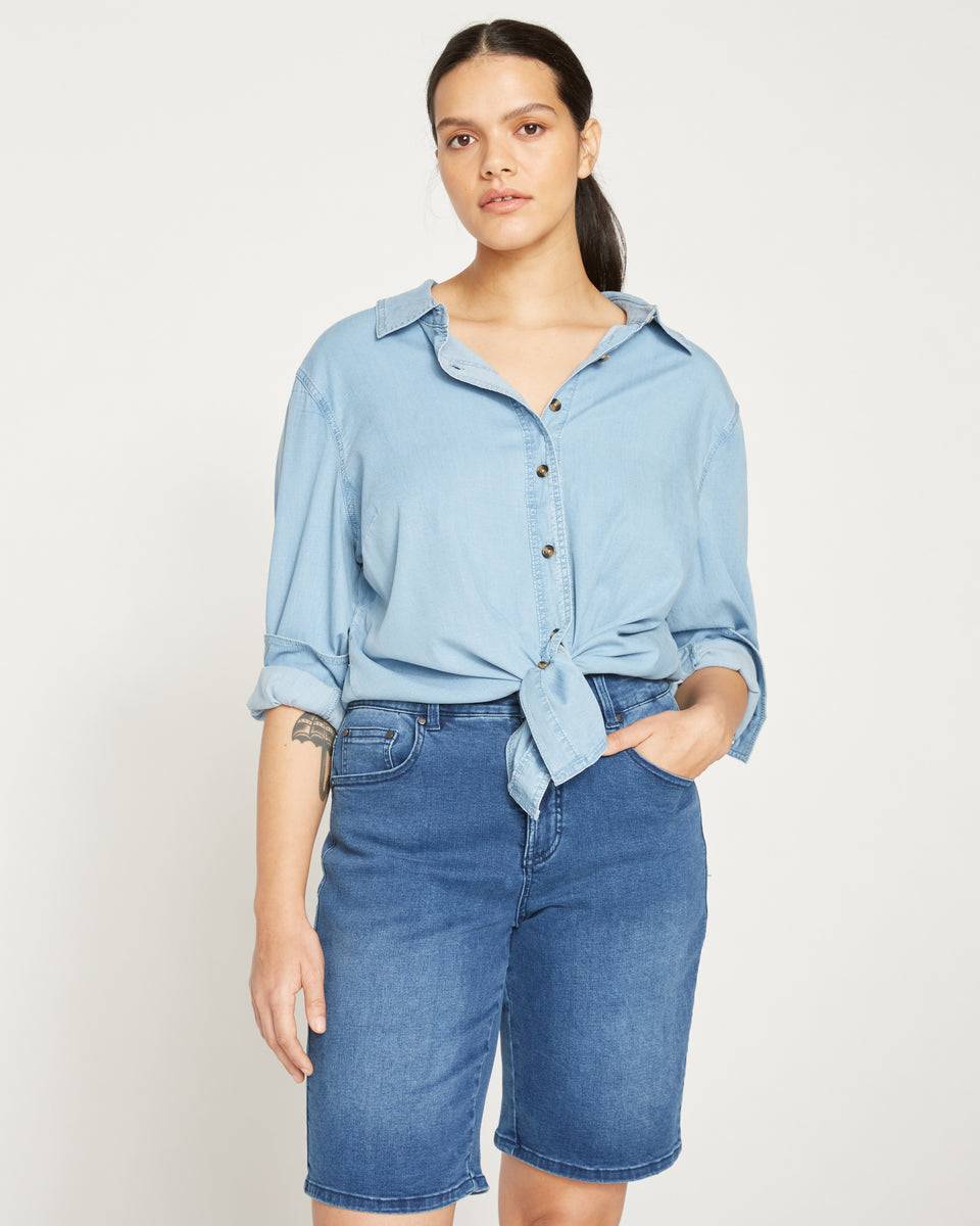 Perfect Tencel Chambray Button-Down Shirt - Pacific Zoom image 0
