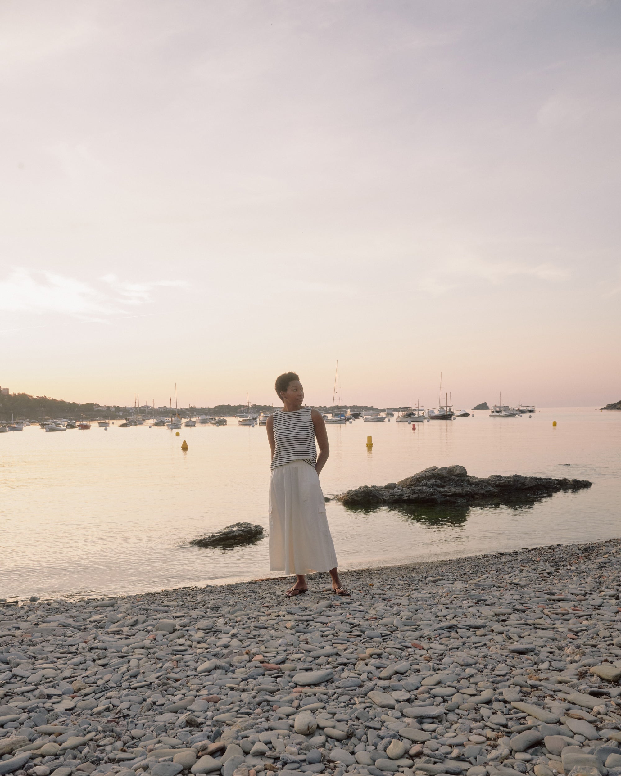 Palazzo Cargo Linen Pant - White