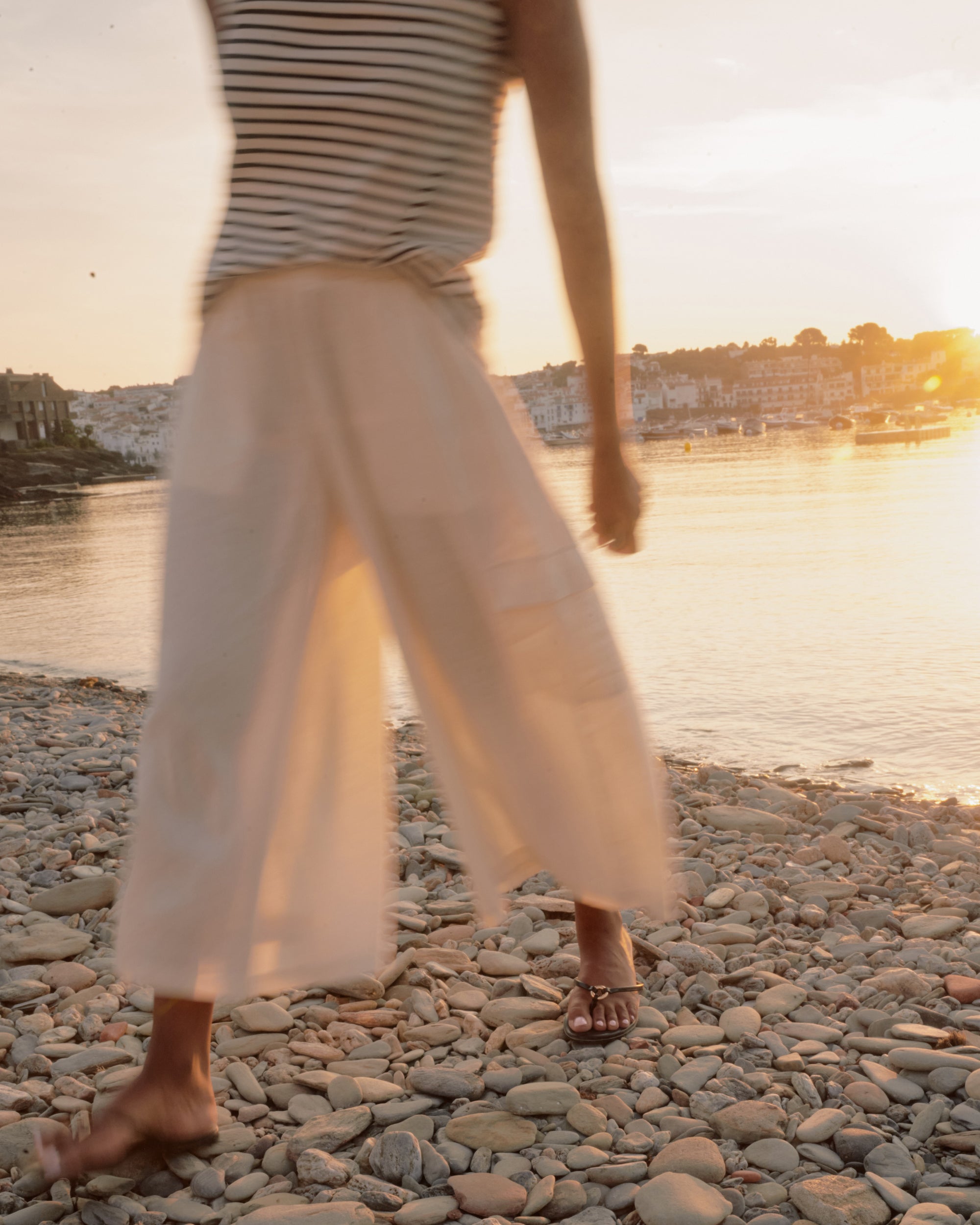 Palazzo Cargo Linen Pant - White