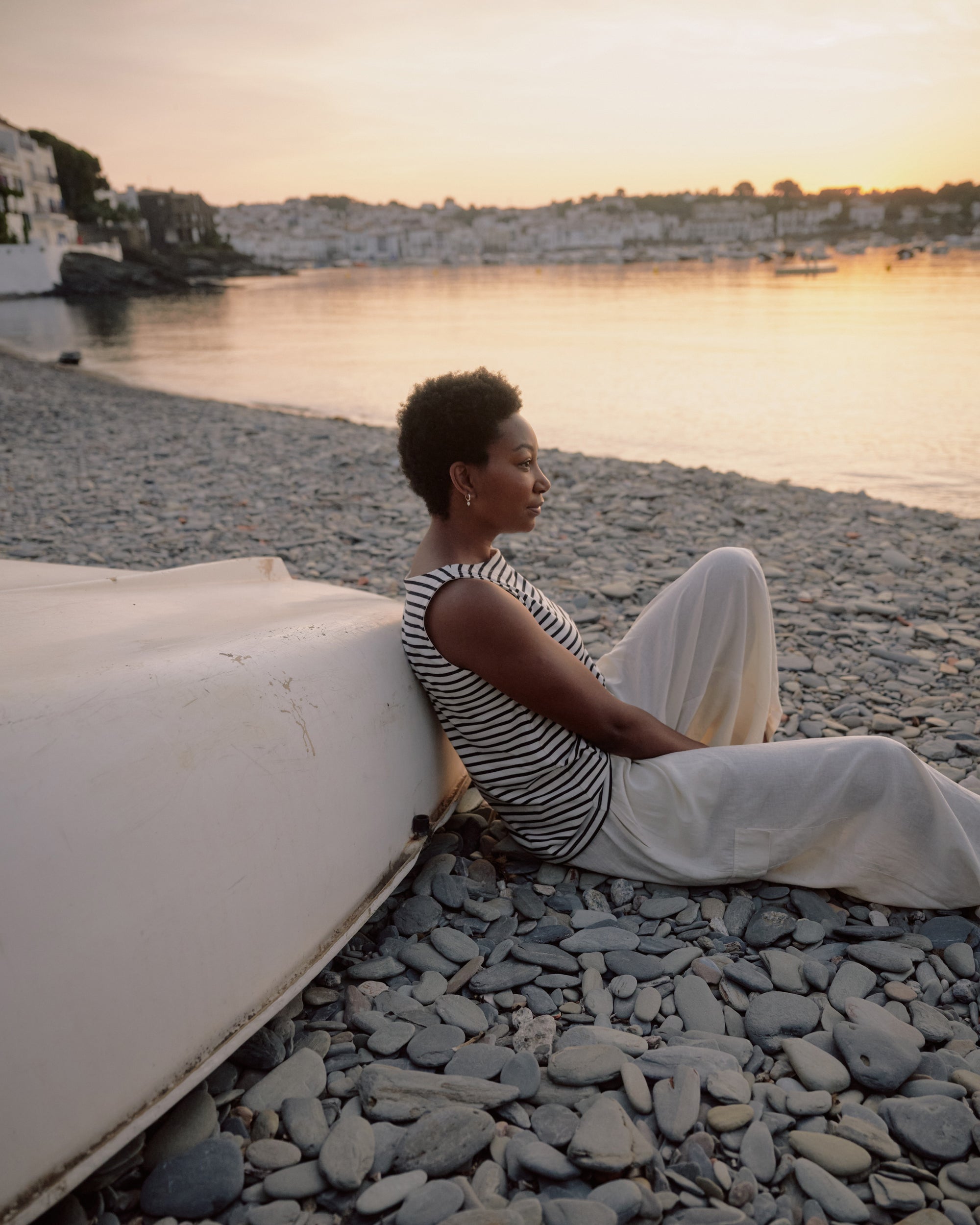 Palazzo Cargo Linen Pant - White