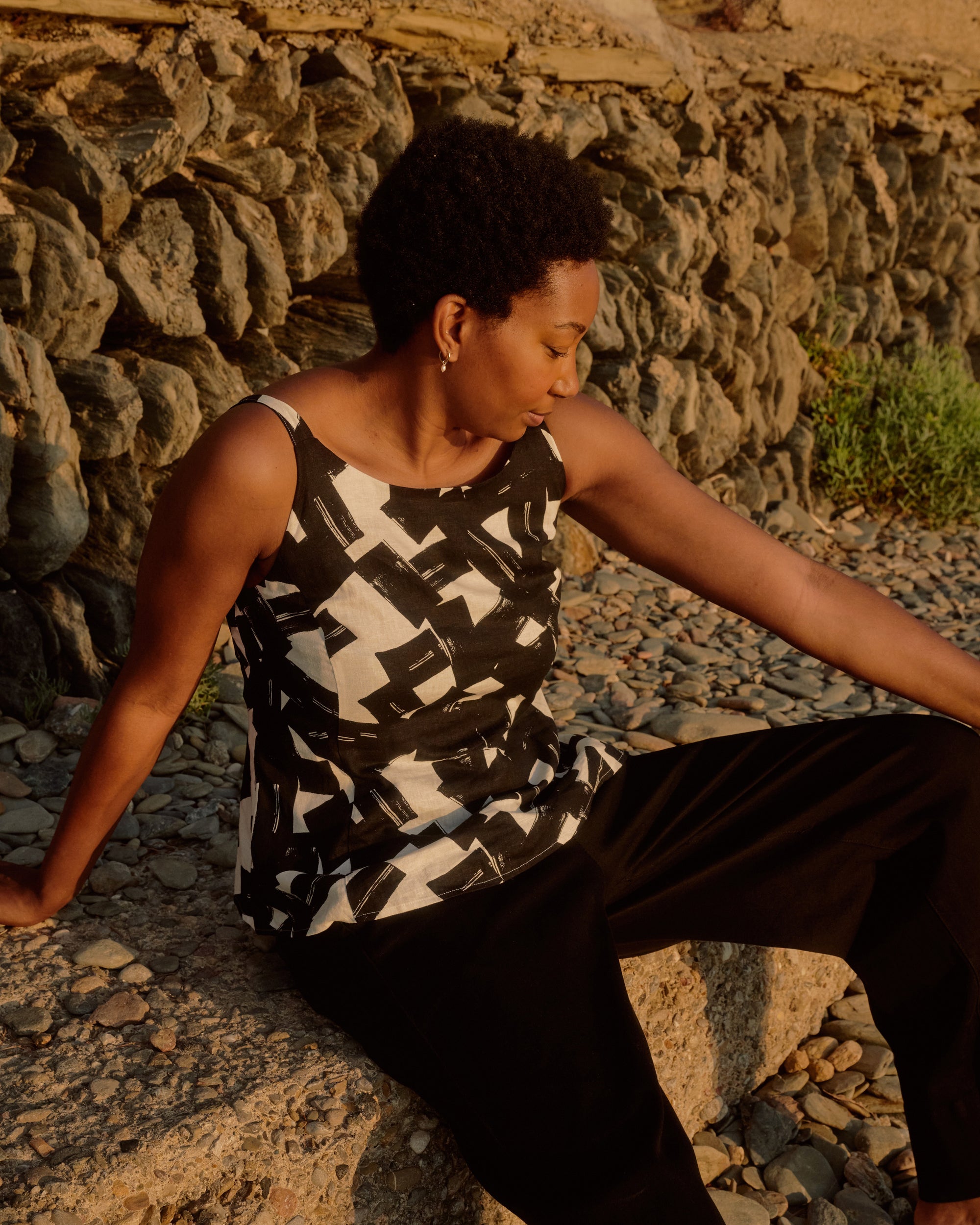 Kuki Linen Top - Santiago Print