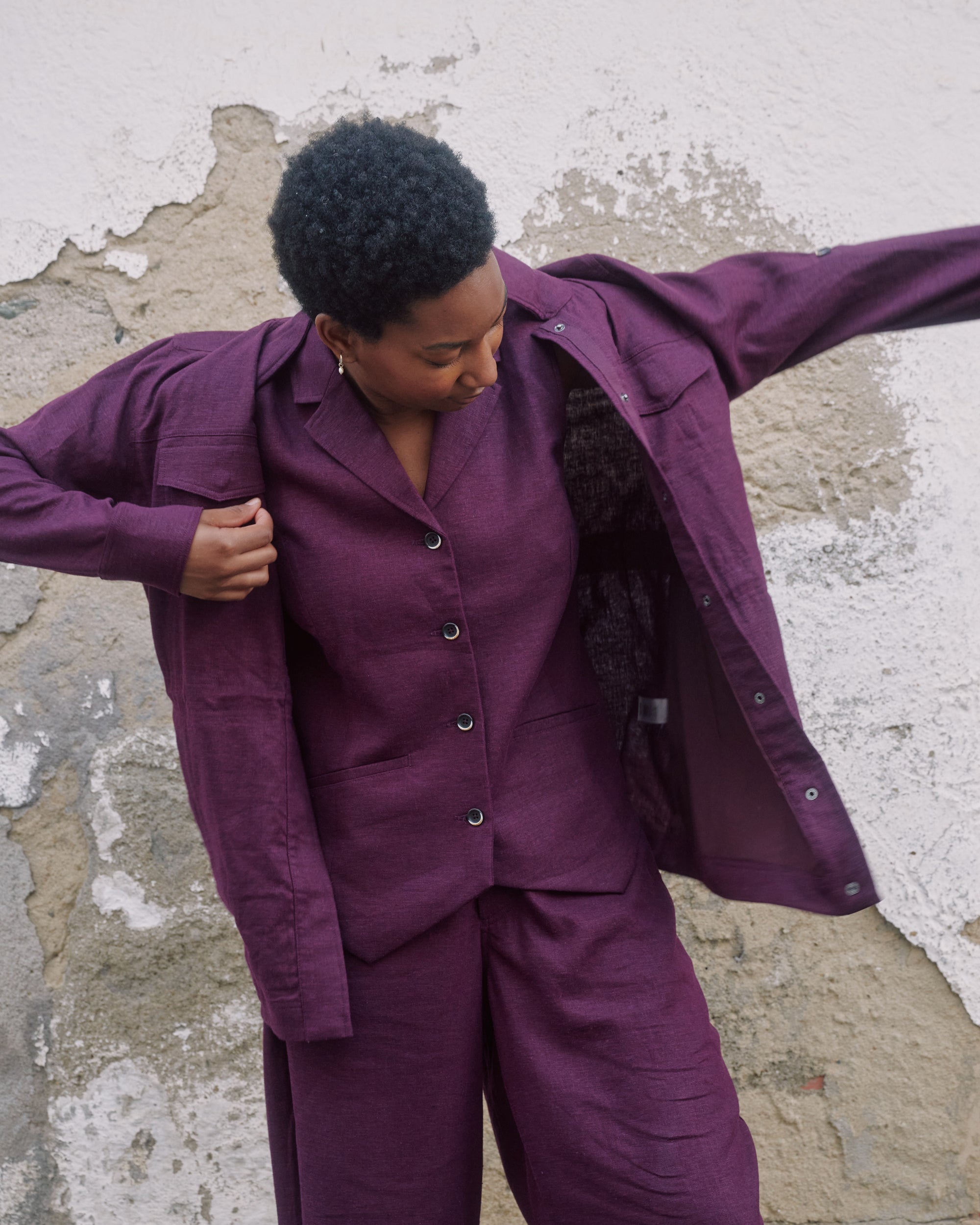 Vineyard Linen Jacket - Acai