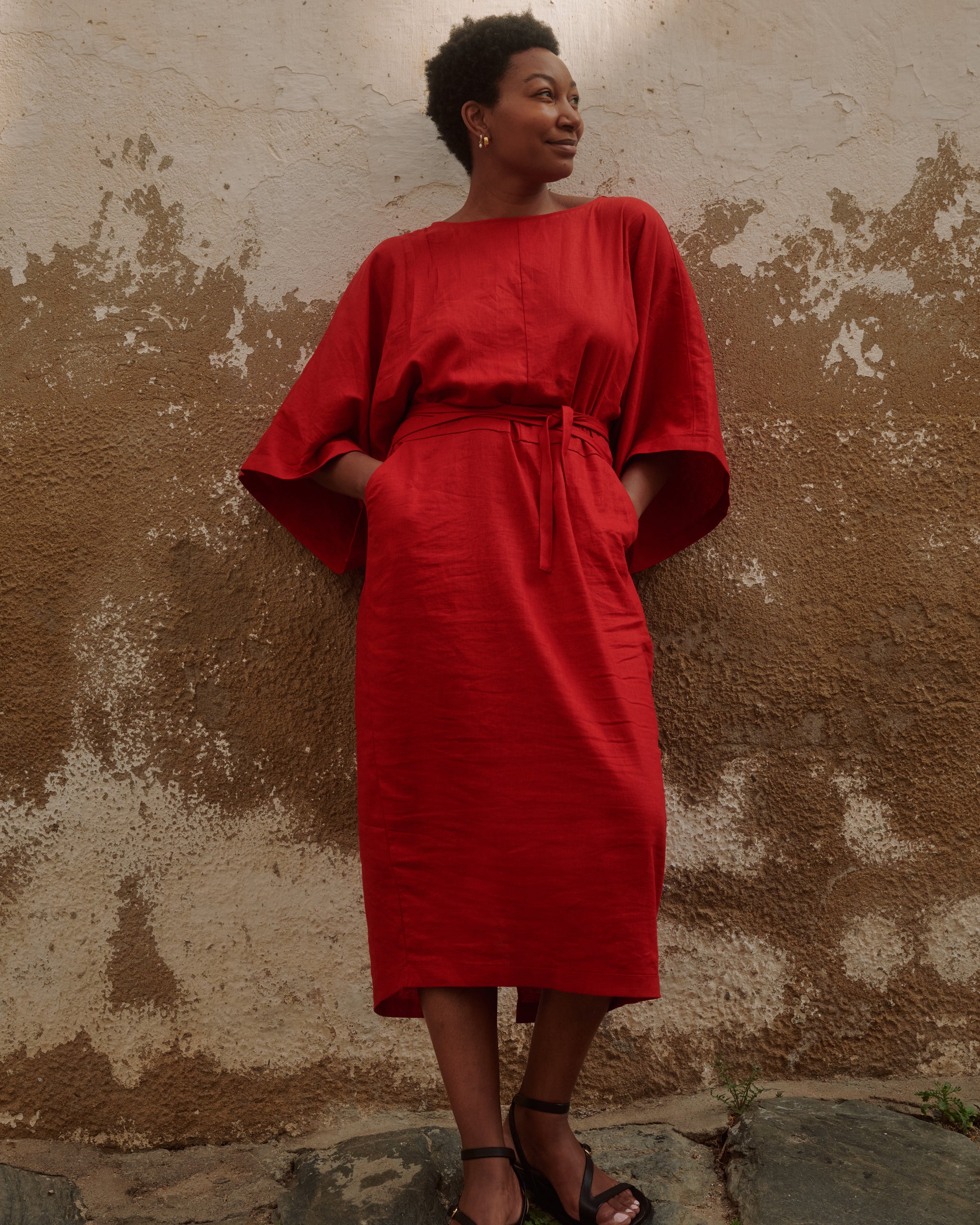 Lio Linen Dress - Ruby Red