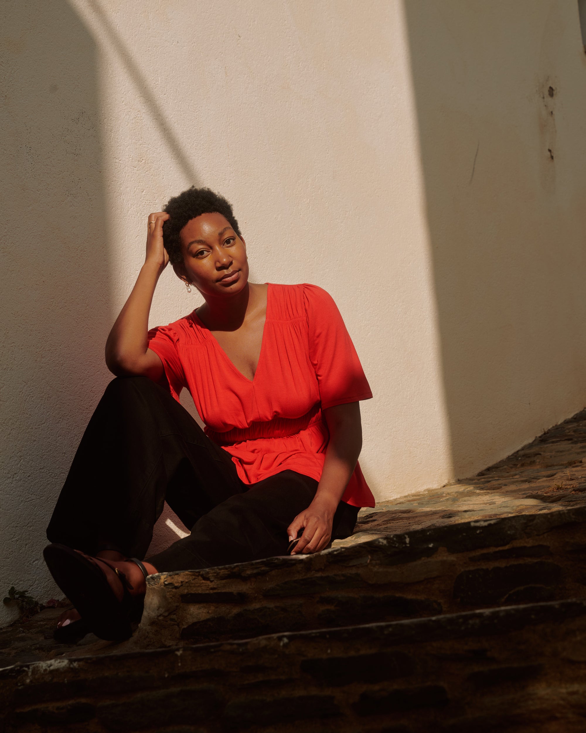 Flora Liquid Jersey Top - Lipstick