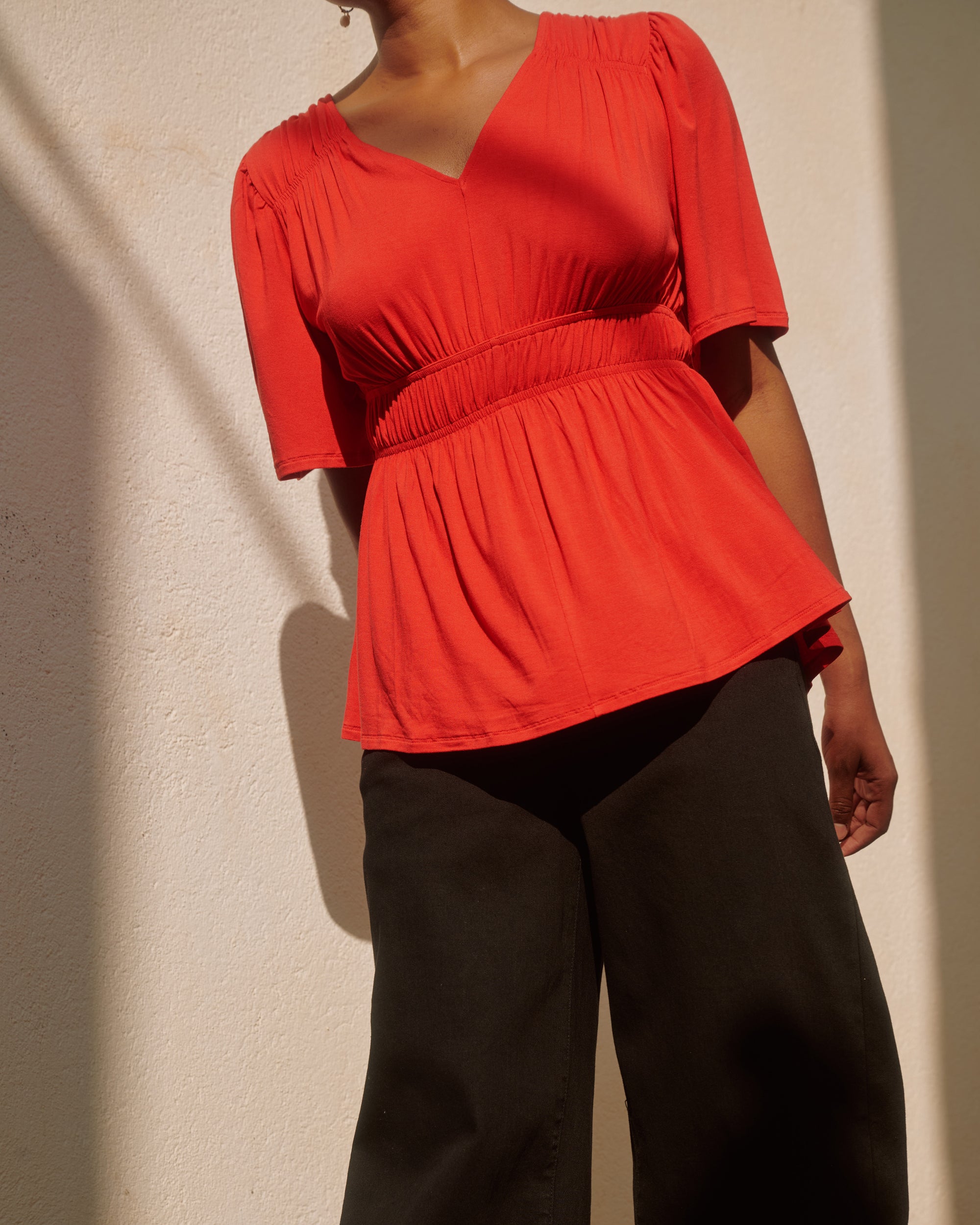 Flora Liquid Jersey Top - Lipstick