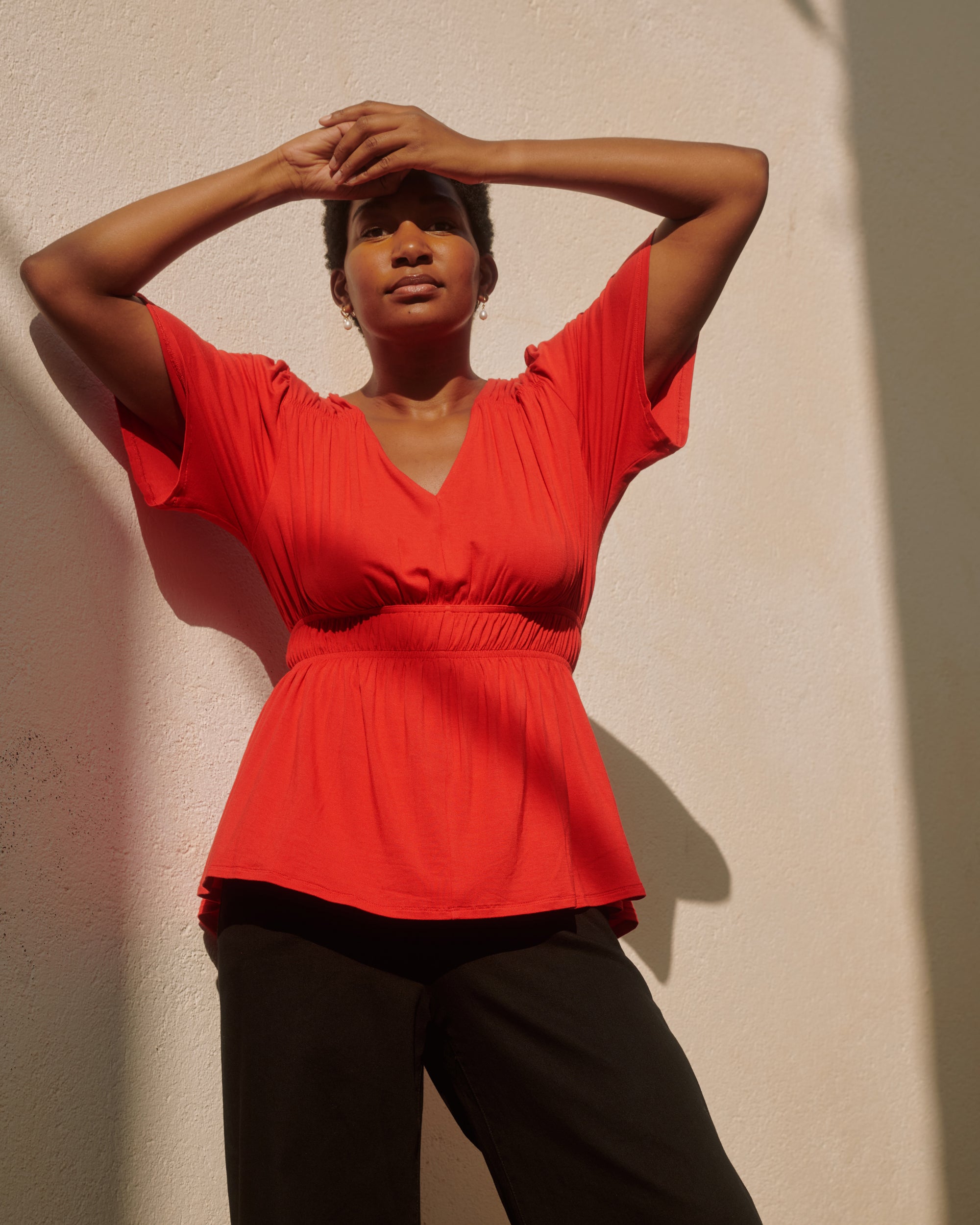 Flora Liquid Jersey Top - Lipstick