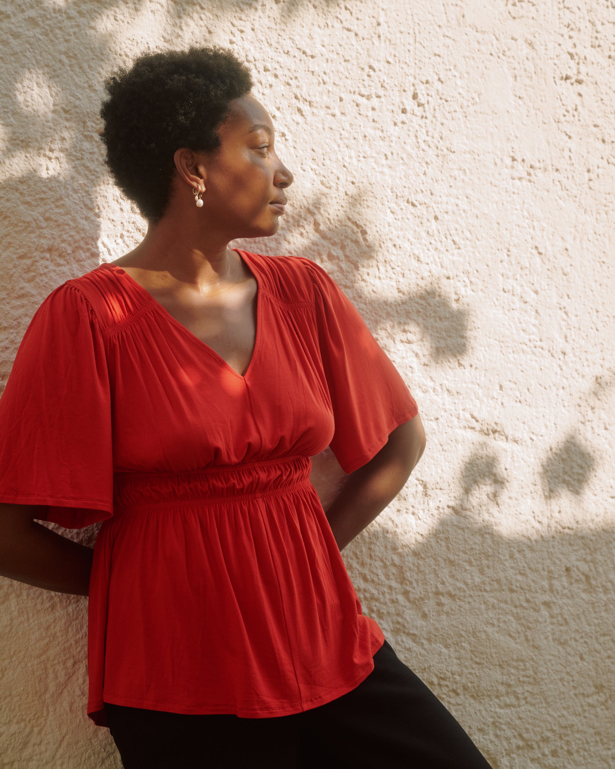 Flora Liquid Jersey Top - Lipstick