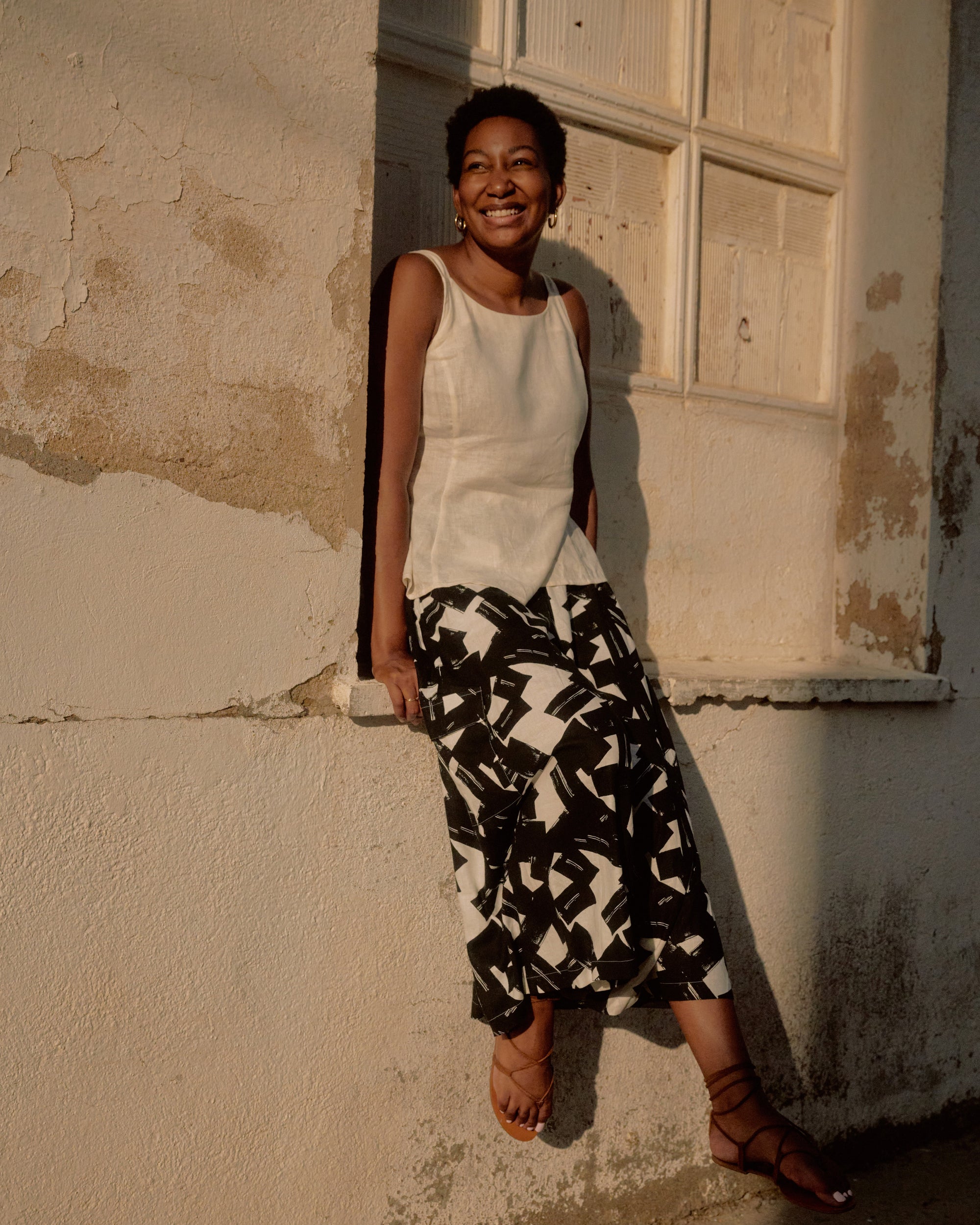 Palazzo Cargo Linen Pant - Santiago Print