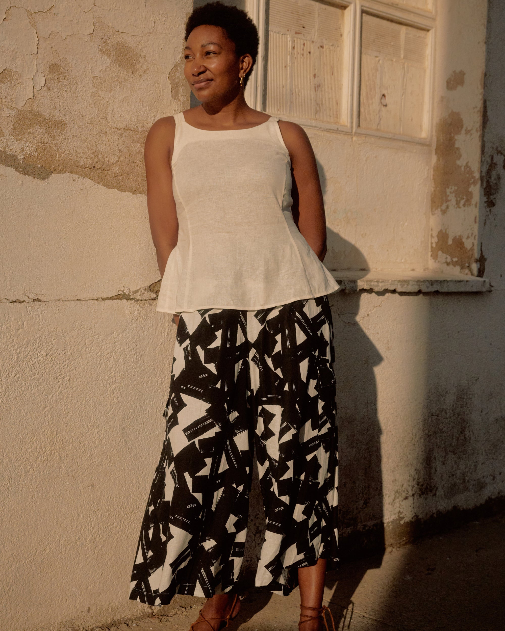 Palazzo Cargo Linen Pant - Santiago Print