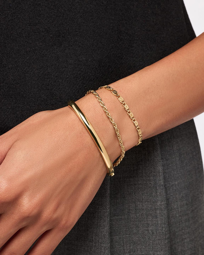 Woman wearing Ana Luisa Bangle Bracelet - Brynley Two Tone from ANA LUISA