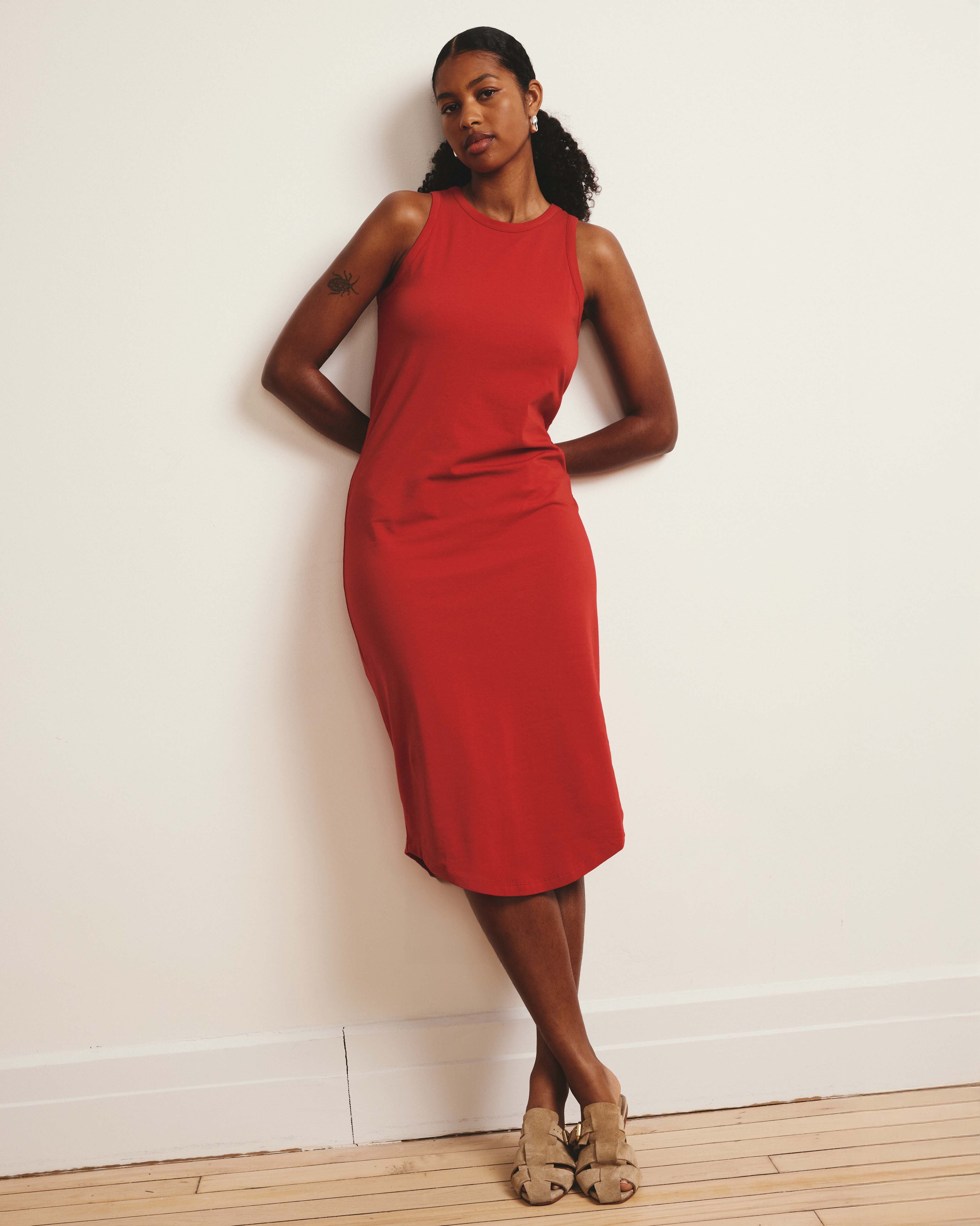 Cai High Neck Tank Dress - Ruby Red – Universal Standard