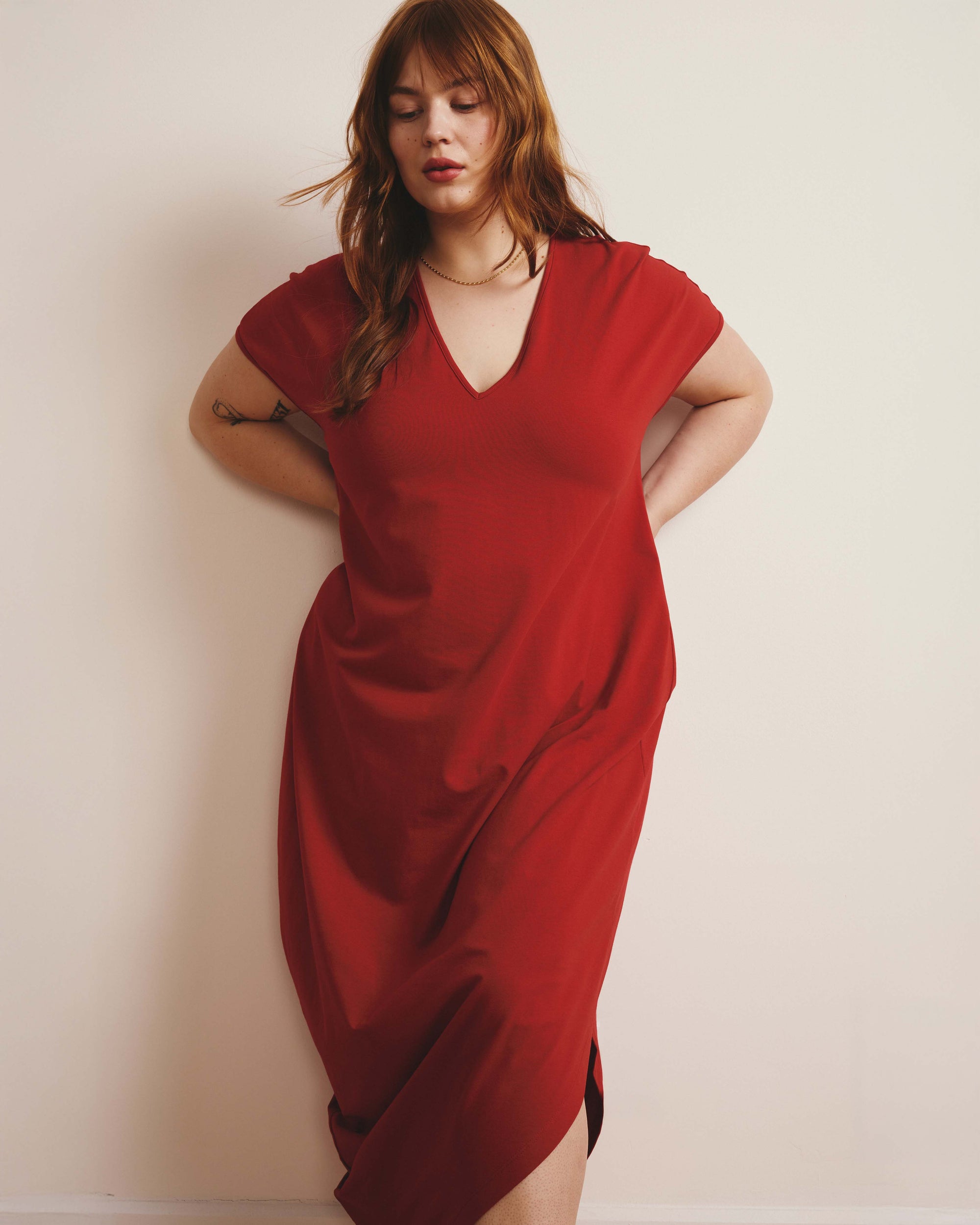 Iconic Geneva V-Neck Dress - Ruby Red Universal Standard Iconic Geneva V-Neck Dress - Ruby Red Universal Standard