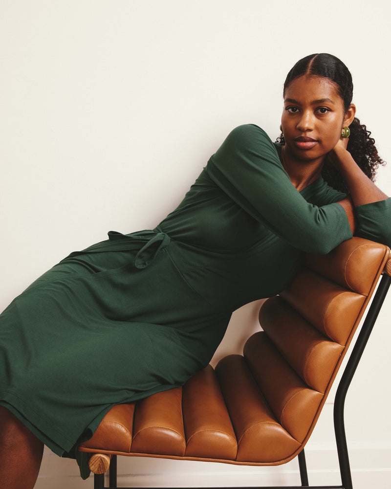The Divine Jersey Wrap Dress - Conifer