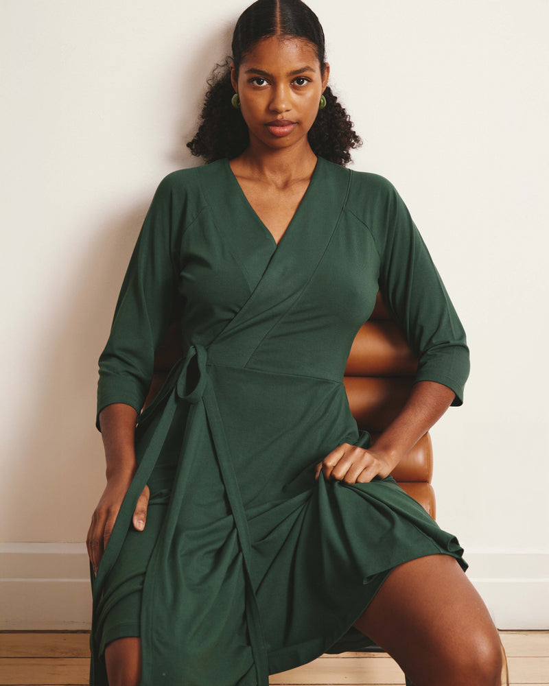 The Divine Jersey Wrap Dress - Conifer
