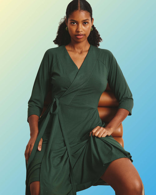 The Divine Jersey Wrap Dress - Conifer | Plus Size & Straight Size Women's Fashion | Universal Standard