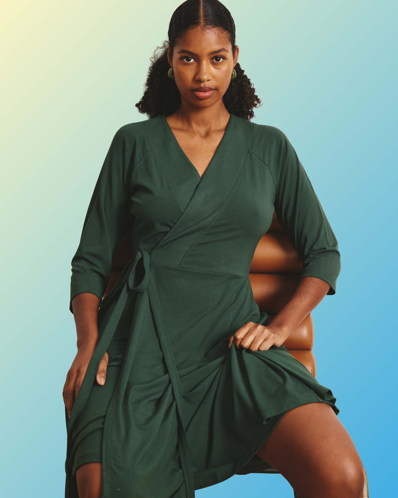The Divine Jersey Wrap Dress - Conifer