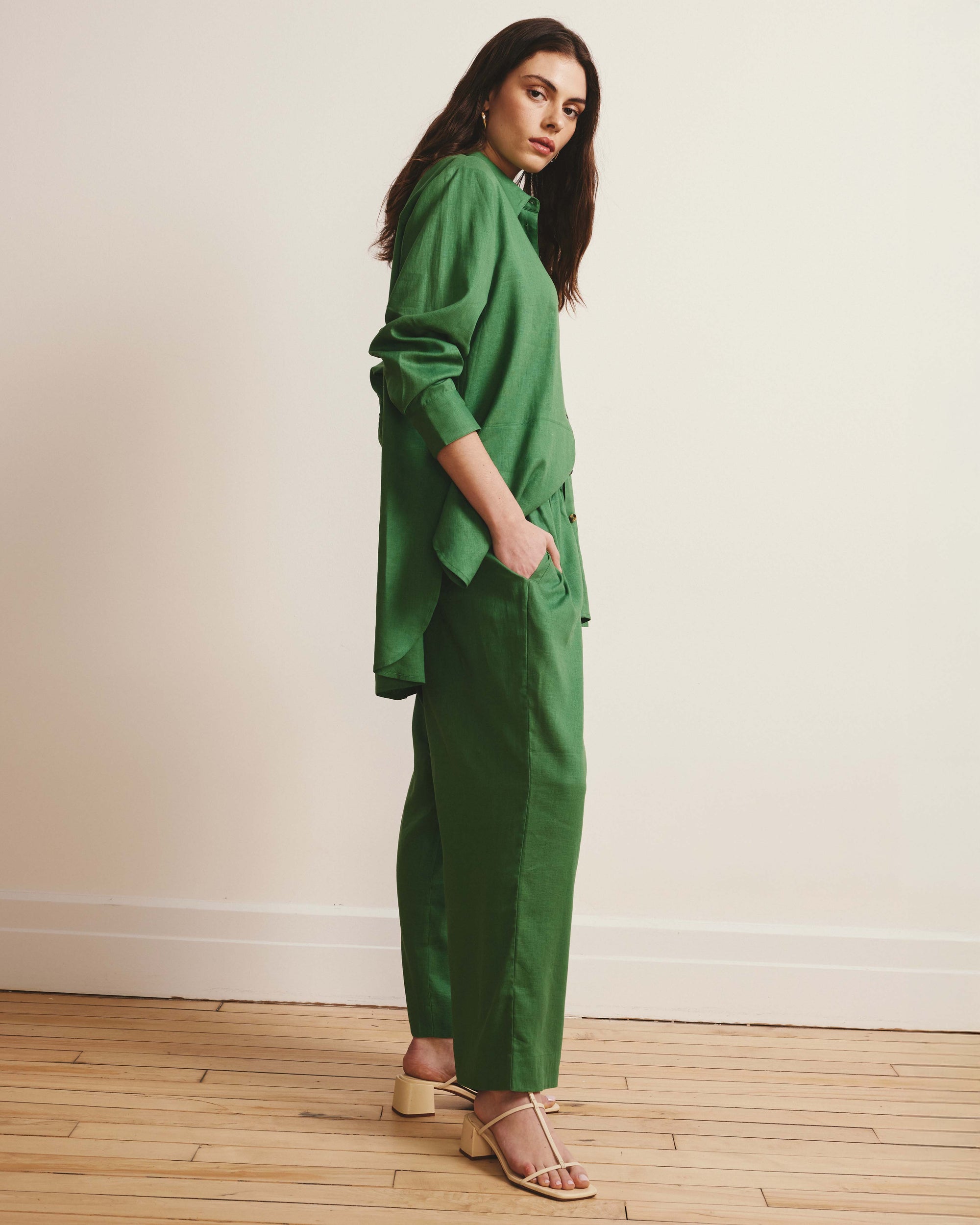 Dawn Linen Hi Low Tunic - Clover