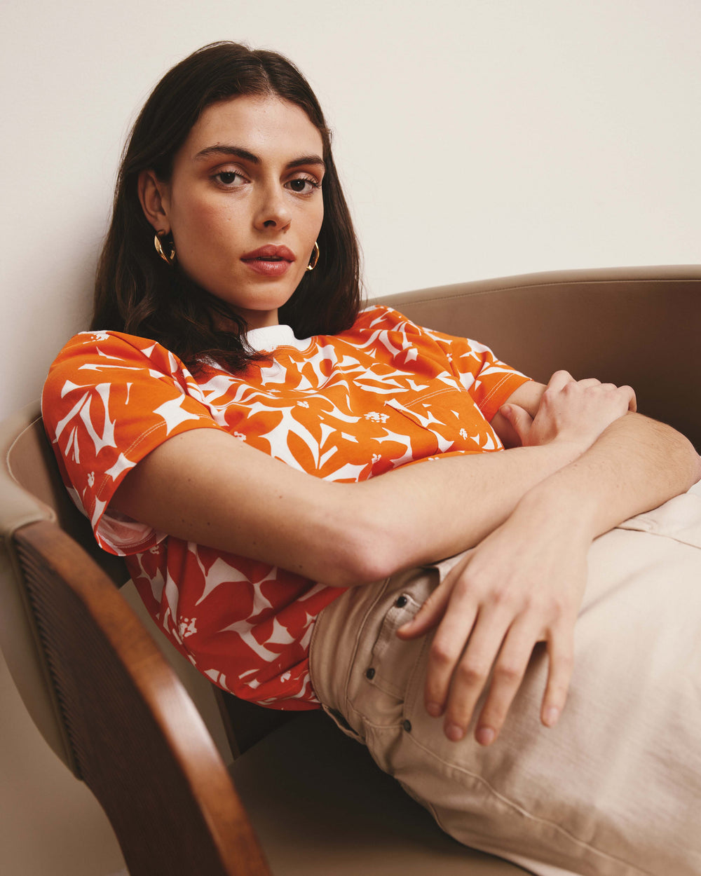 Garcon Tee - Petal Palette Print in Arancia