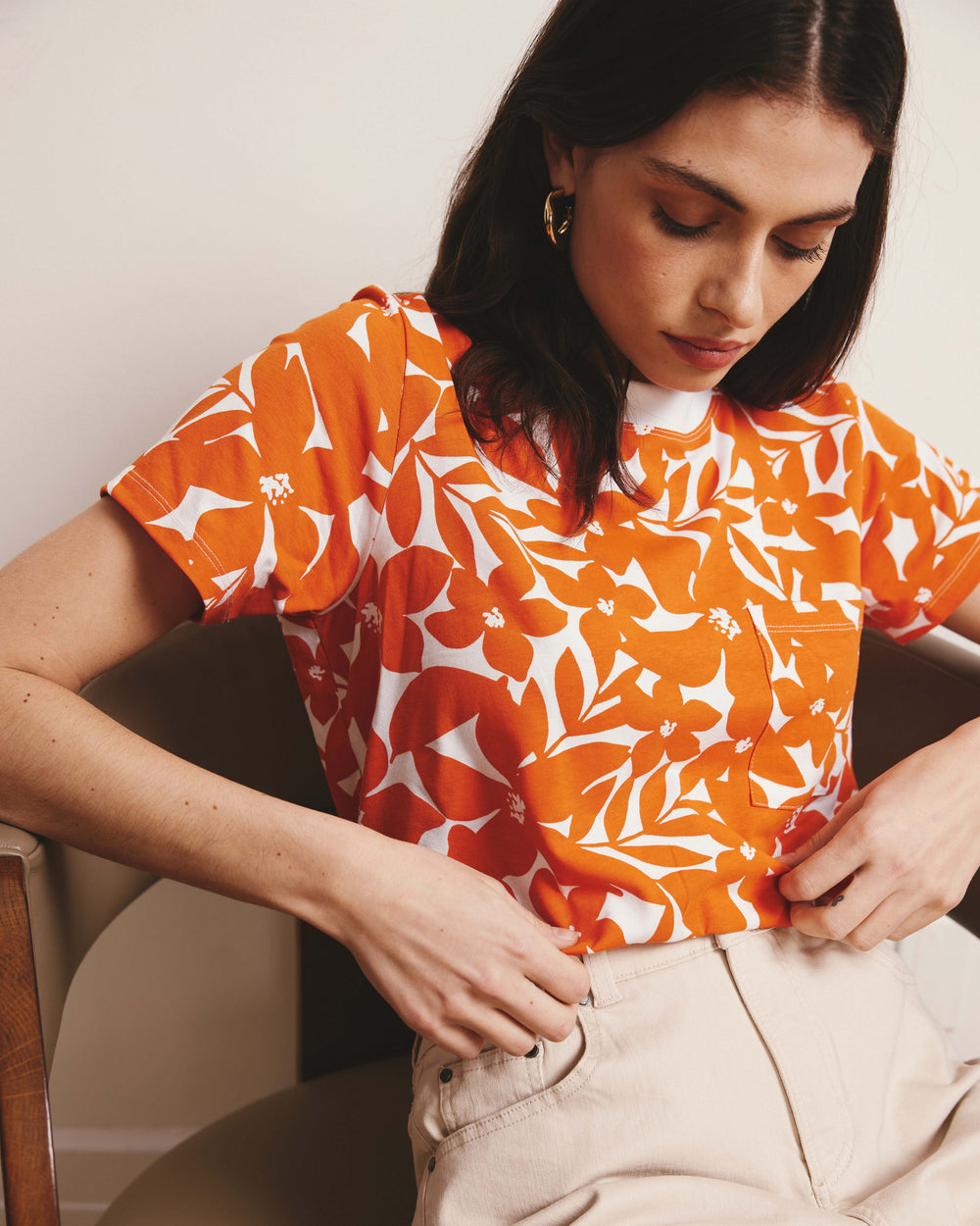 Garcon Tee - Petal Palette Print in Arancia