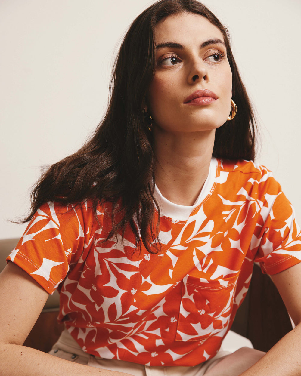 Garcon Tee - Petal Palette Print in Arancia