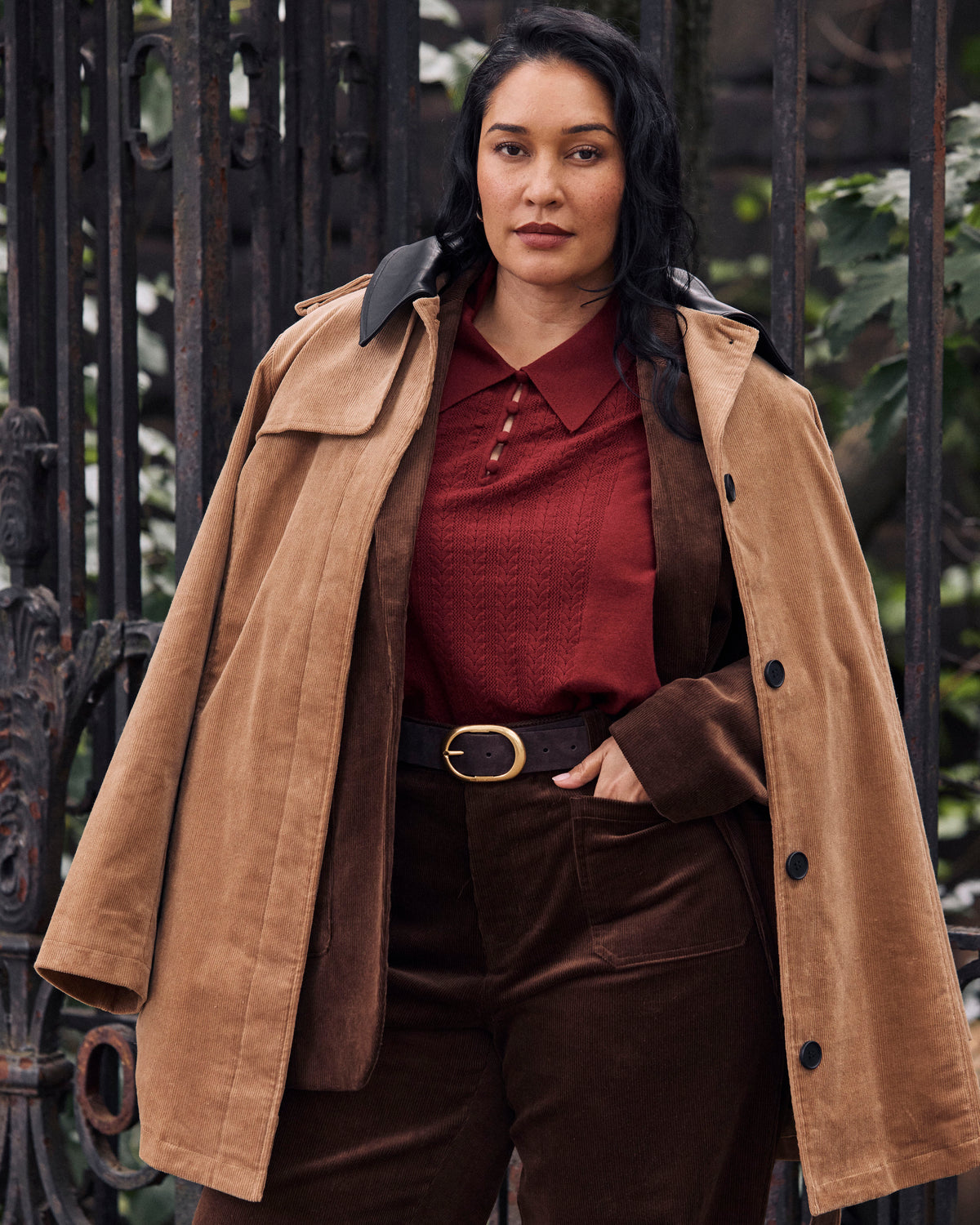Cortland Stretch Corduroy Trench Coat - Classic Camel