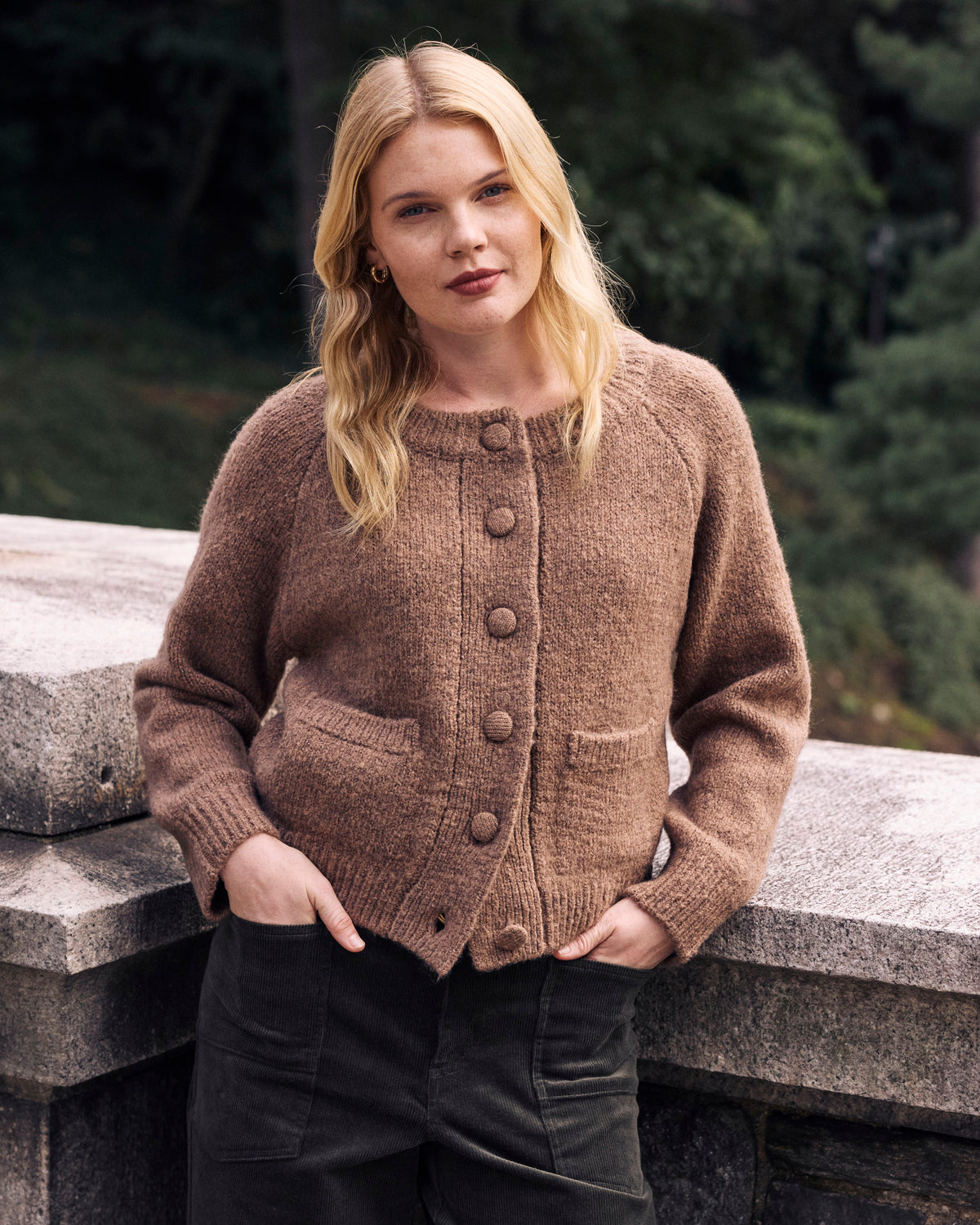 Beverly Brushed Wool Blend Cardigan - Classic Camel