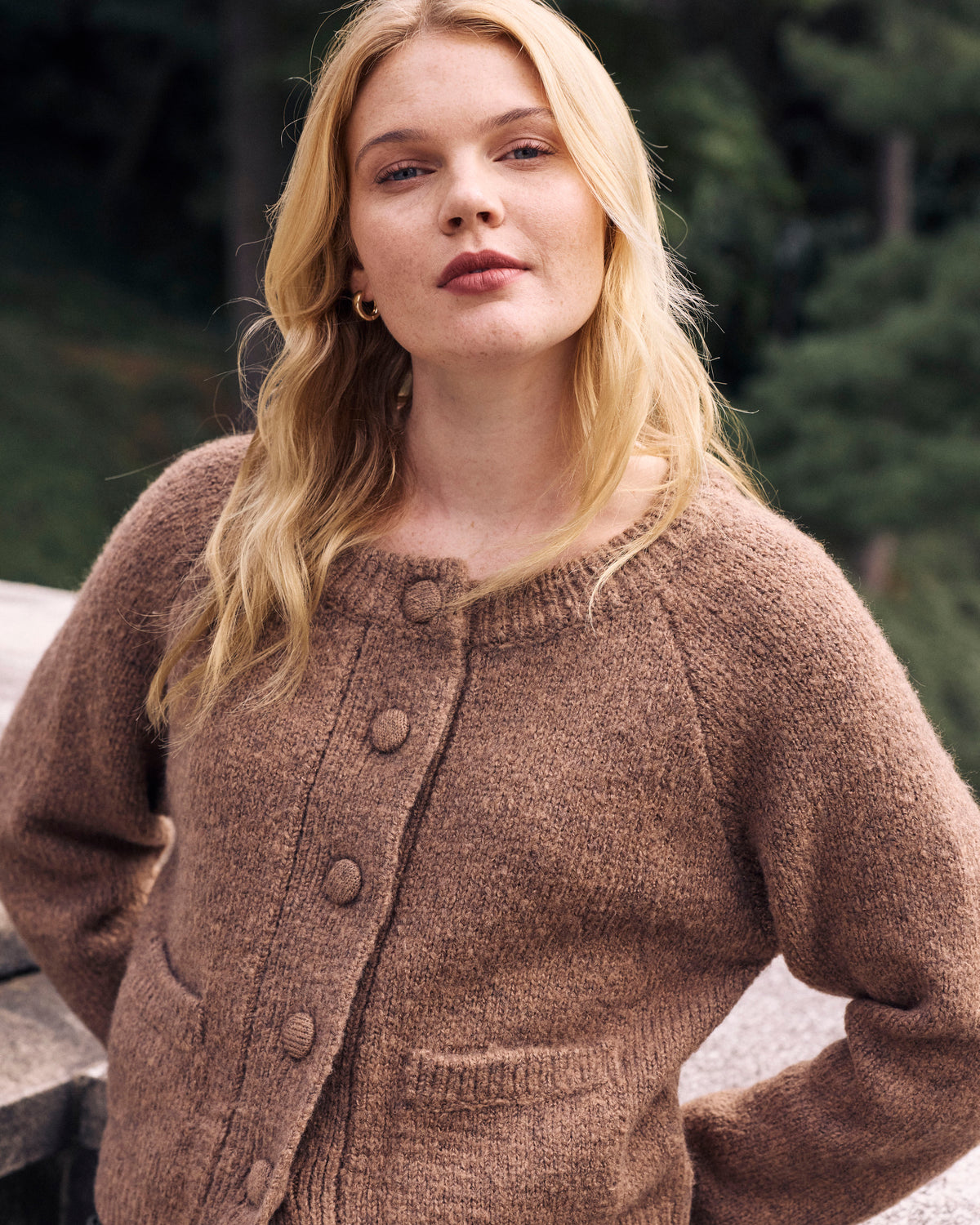 Beverly Brushed Wool Blend Cardigan - Classic Camel