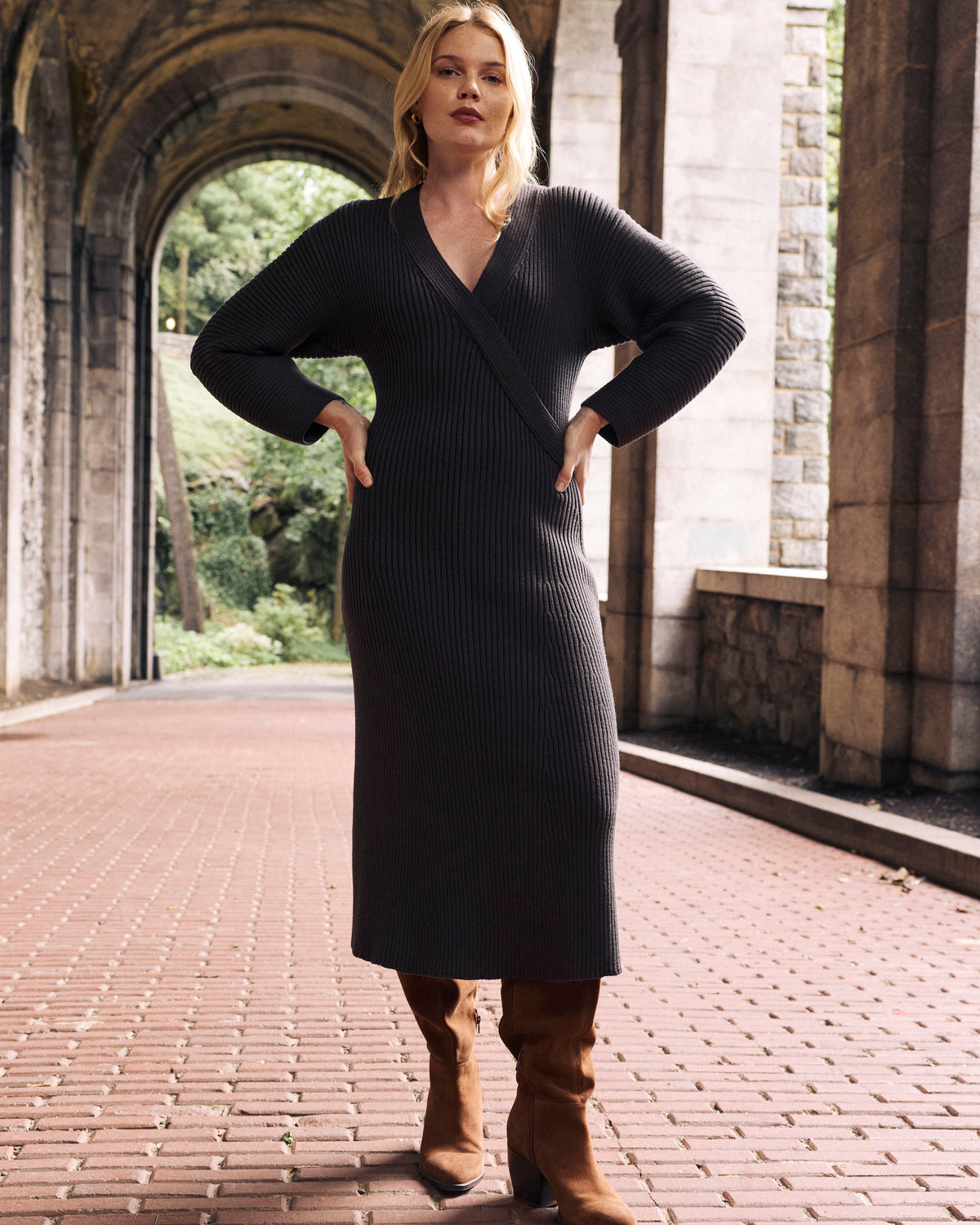 Better-Than-Wool Faux Wrap Dress - Graphite | Plus Size & Straight Size Women's Fashion | Universal Standard