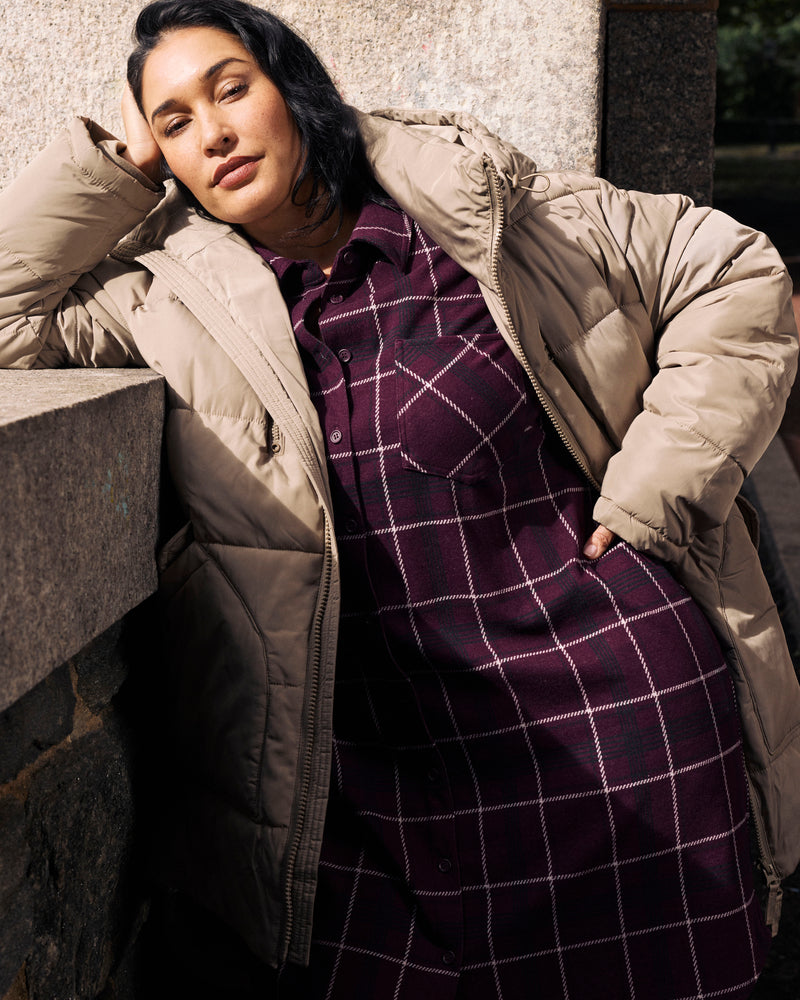 Maine Stretch Flannel Shirtdress - Gamay Windowpane Plaid | Plus Size & Straight Size Women's Fashion | Universal Standard