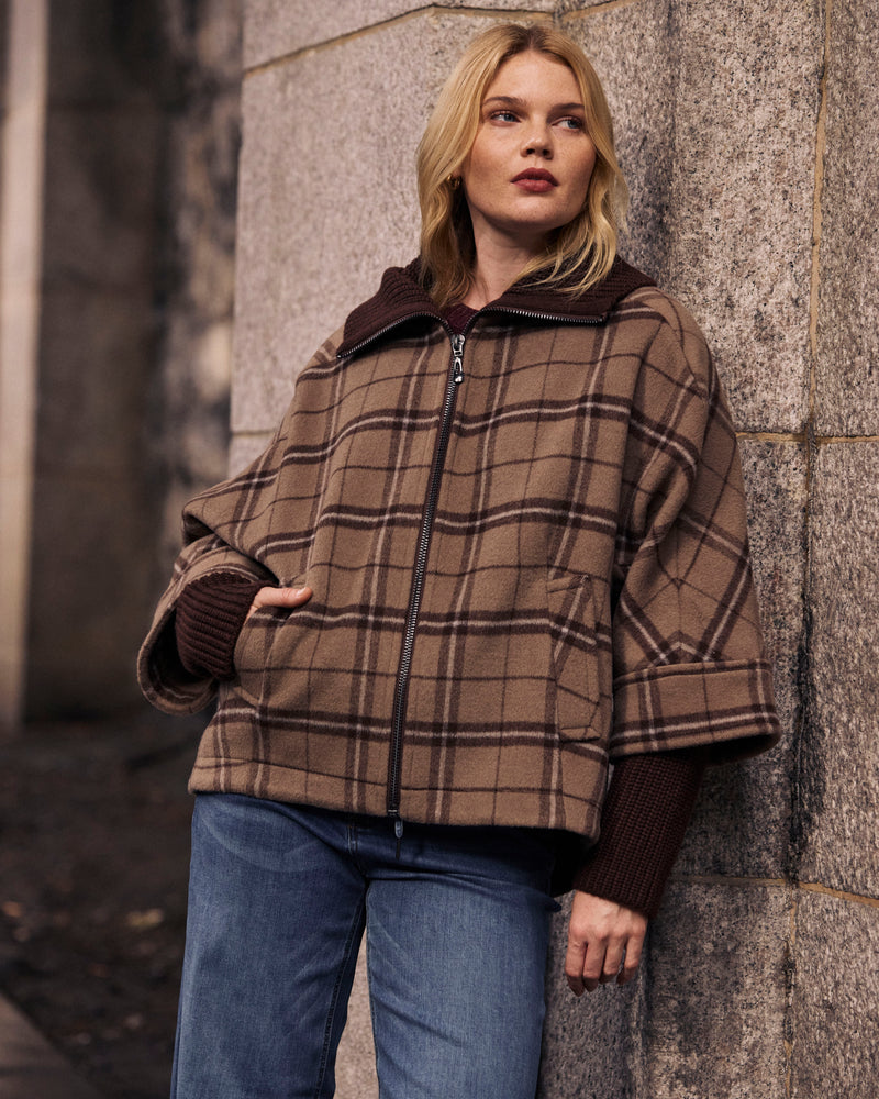 Utopia Wool Blend Coat - Brown Torino Plaid