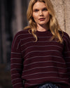 Bruno Sweater - Burgundy/Silver Microstripe