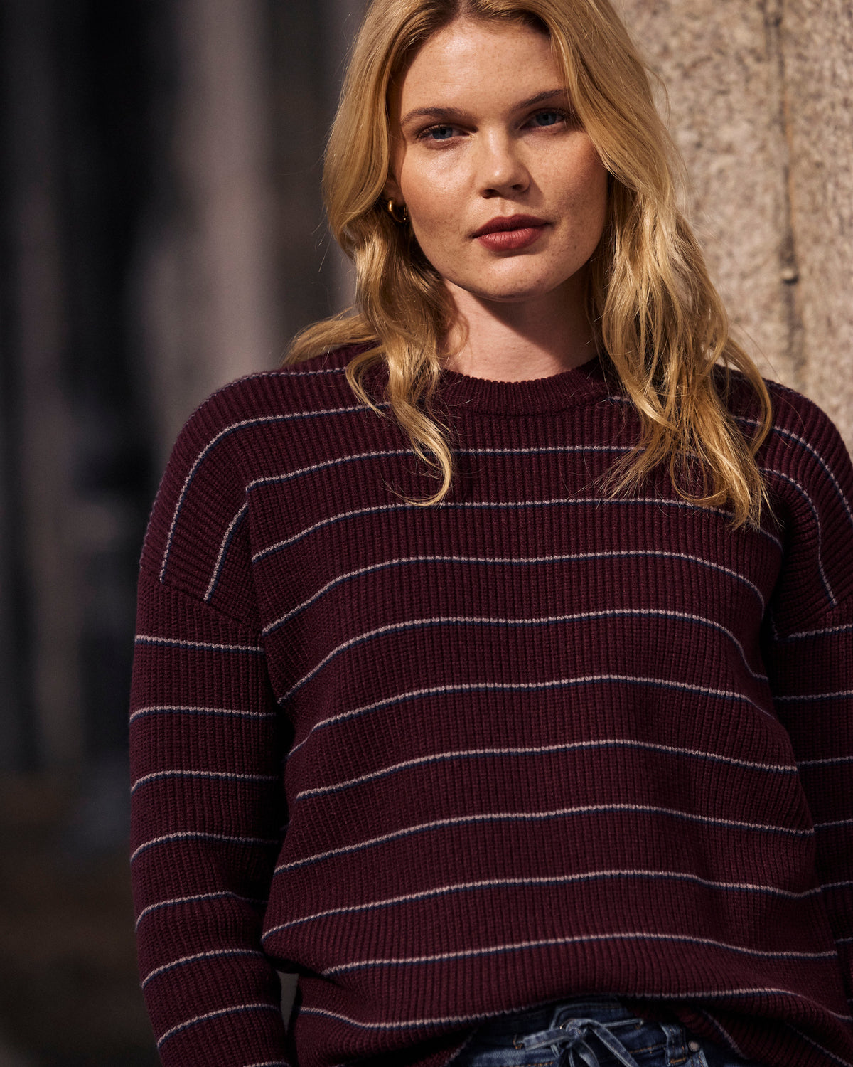 Bruno Sweater - Burgundy/Silver Microstripe