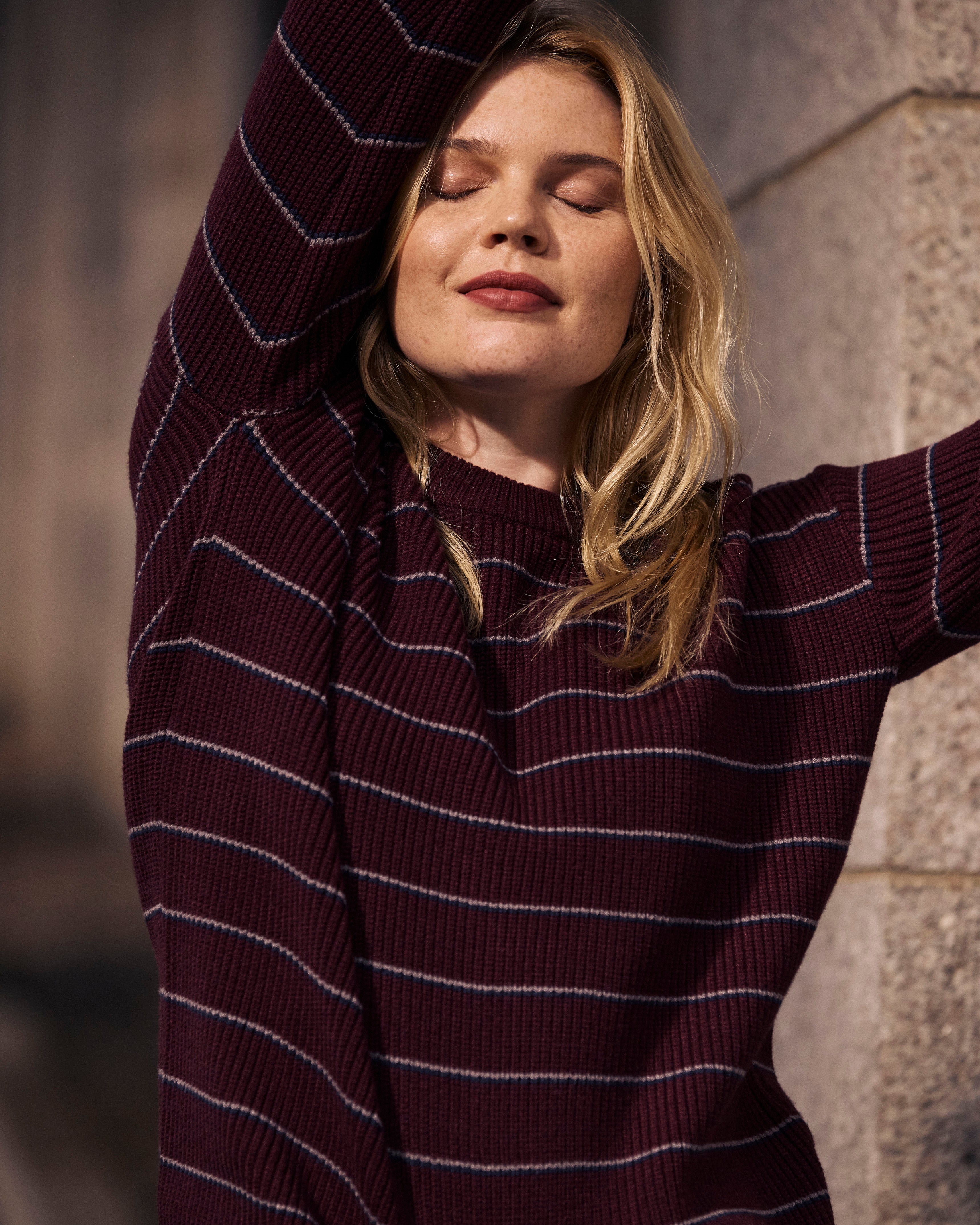 Bruno Sweater - Burgundy/Silver Microstripe | Plus Size & Straight Size Women's Fashion | Universal Standard
