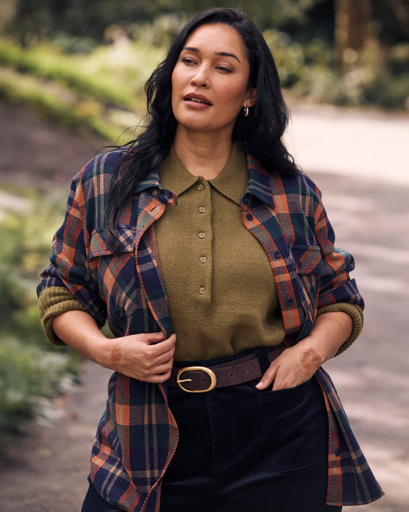 Maine Stretch Flannel Shirt - Autumn Apple Plaid | Plus Size & Straight Size Women's Fashion | Universal Standard