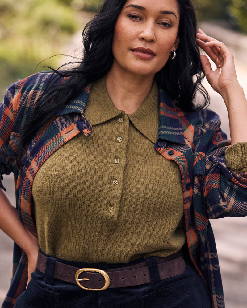 Soft Spun Polo Sweater - Capulet Olive | Plus Size & Straight Size Women's Fashion | Universal Standard