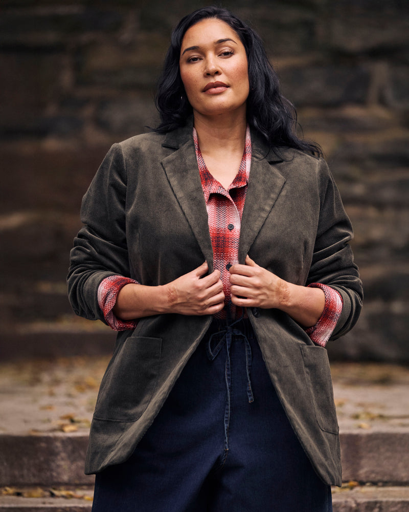 Davis Corduroy Blazer - Winter Willow | Plus Size & Straight Size Women's Fashion | Universal Standard