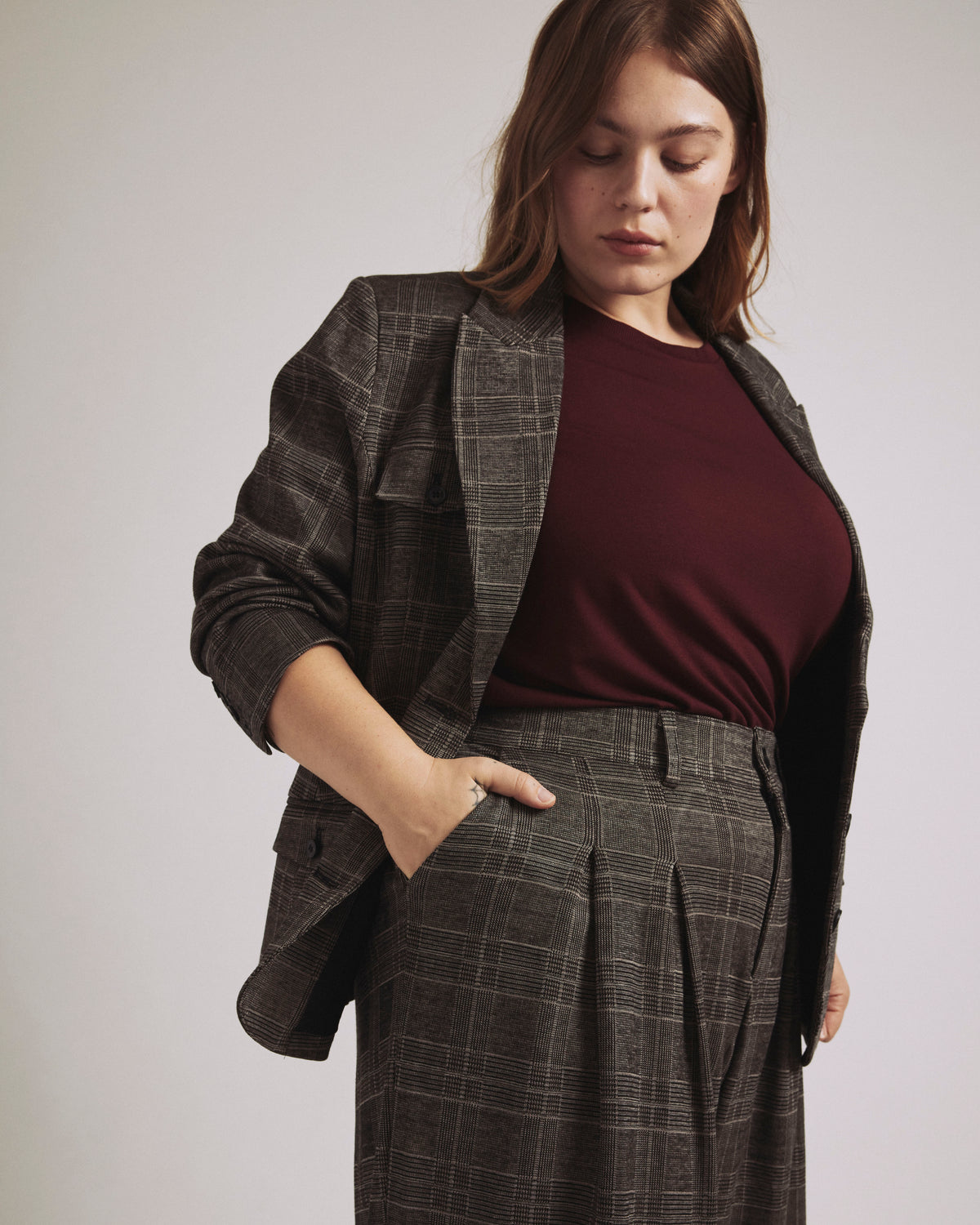 4 Pocket Ponte Blazer - British Plaid | Plus Size & Straight Size Women's Fashion | Universal Standard