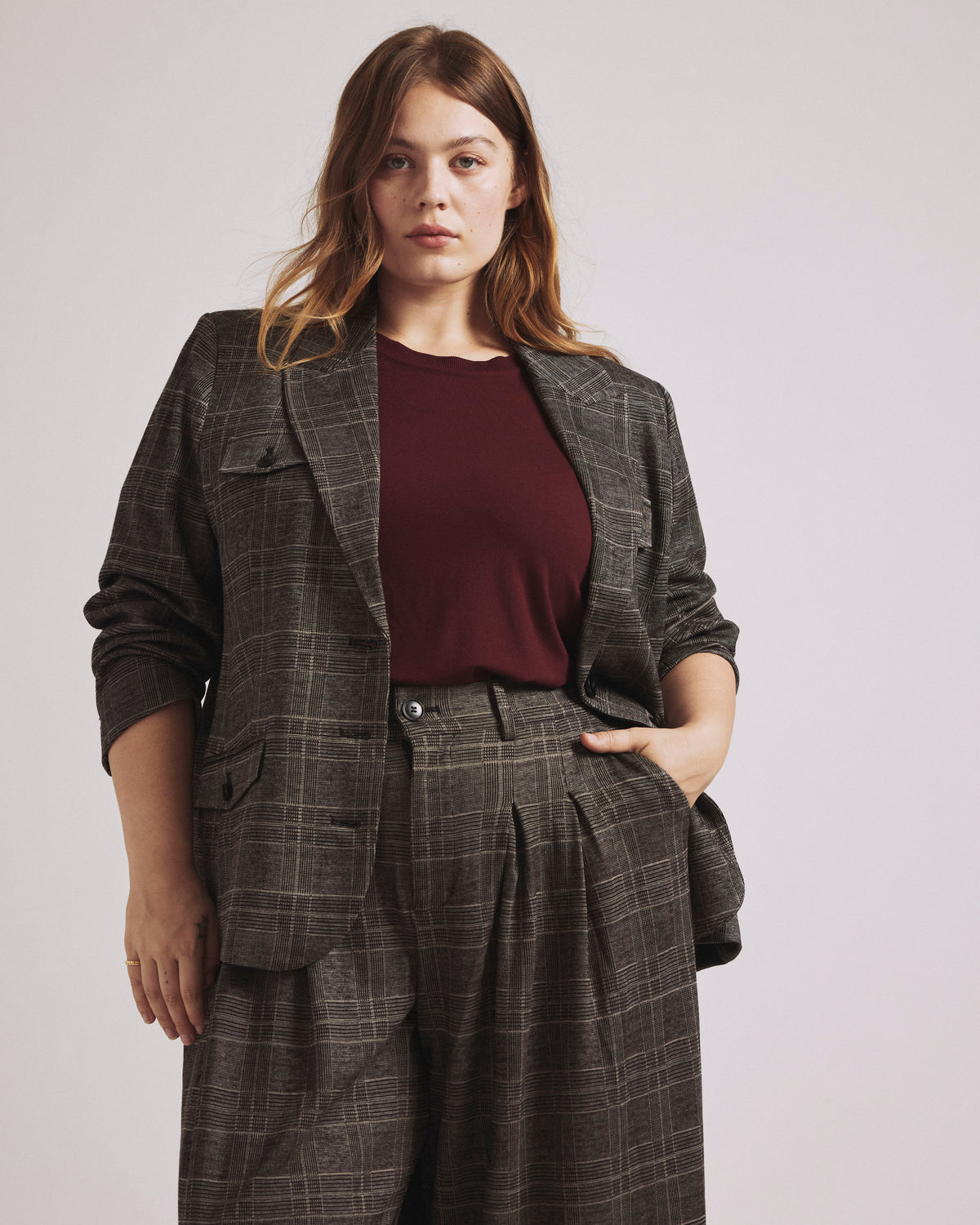 4 Pocket Ponte Blazer - British Plaid | Plus Size & Straight Size Women's Fashion | Universal Standard