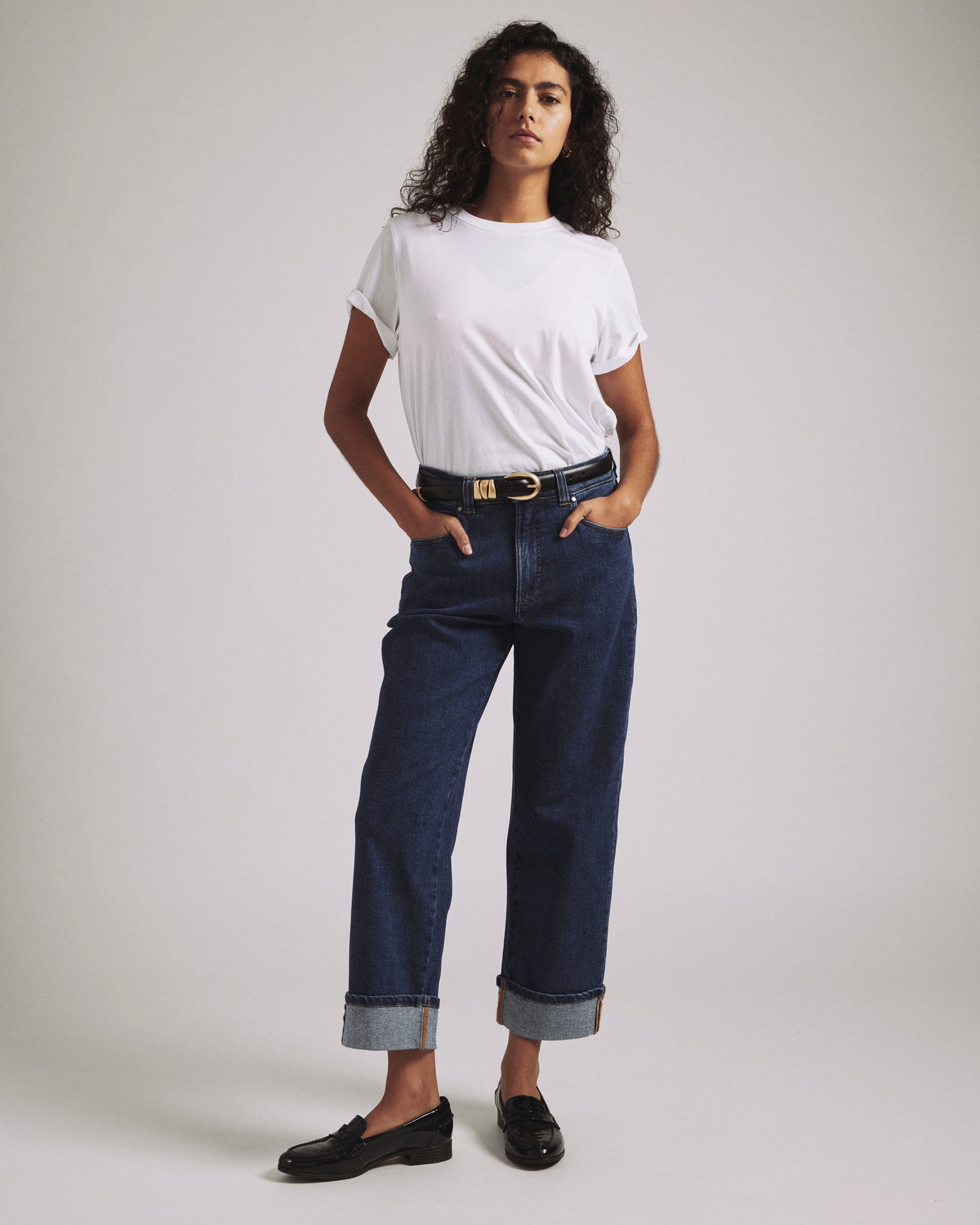 Stevie High Rise Cuffed Straight Leg Jeans - Odeon Blue | Plus Size & Straight Size Women's Fashion | Universal Standard