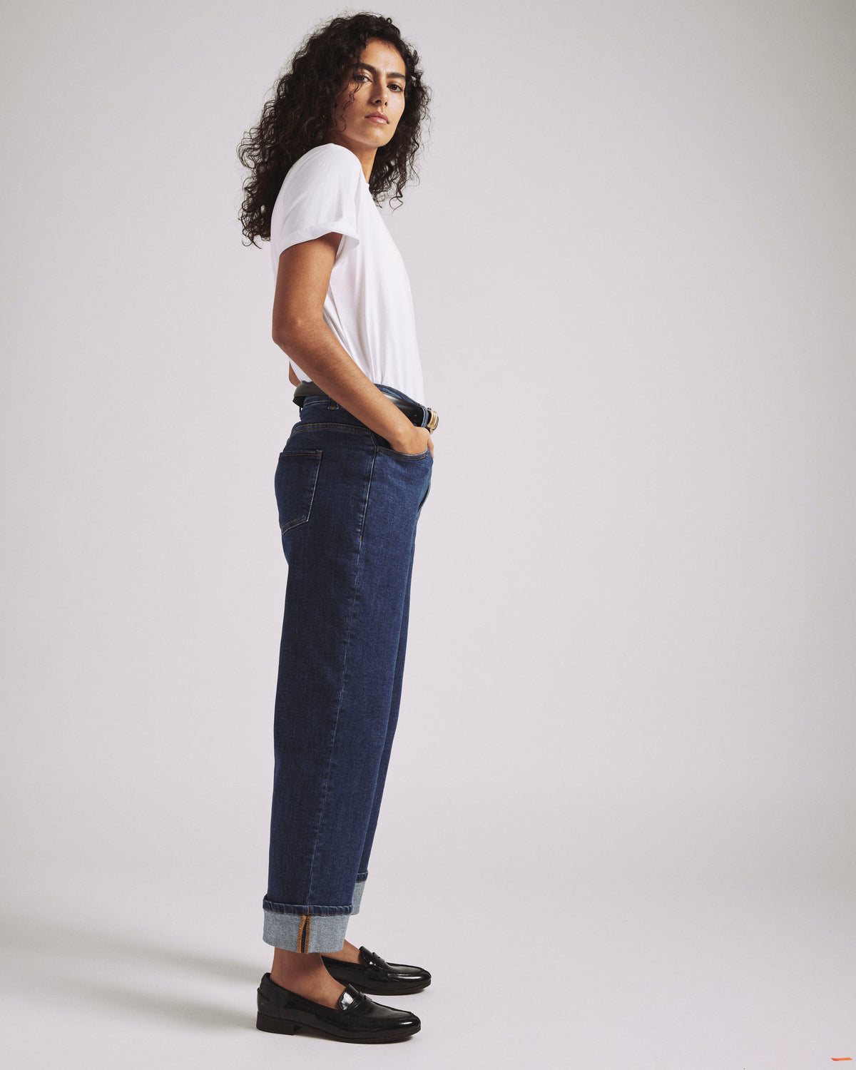 Stevie High Rise Cuffed Straight Leg Jeans - Odeon Blue | Plus Size & Straight Size Women's Fashion | Universal Standard