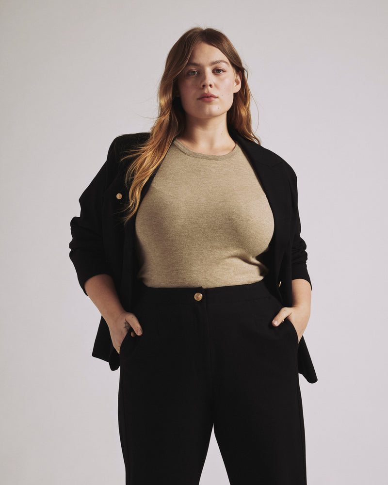 Savvy Fine Knit Sweater Top - Almond Dust | Plus Size & Straight Size Women's Fashion | Universal Standard