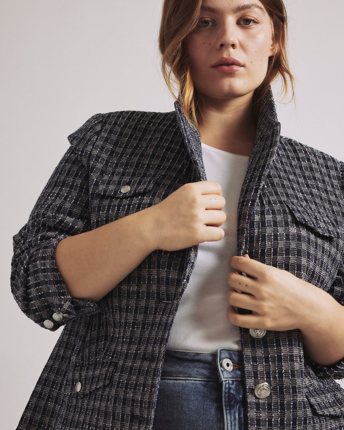4 Pocket Ponte Blazer - French Tweed | Plus Size & Straight Size Women's Fashion | Universal Standard