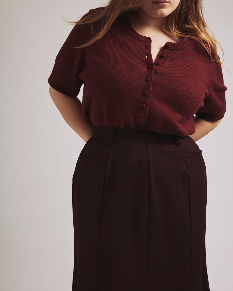 Soft Spun Short Sleeve Cardigan - Deep Red | Plus Size & Straight Size Women's Fashion | Universal Standard