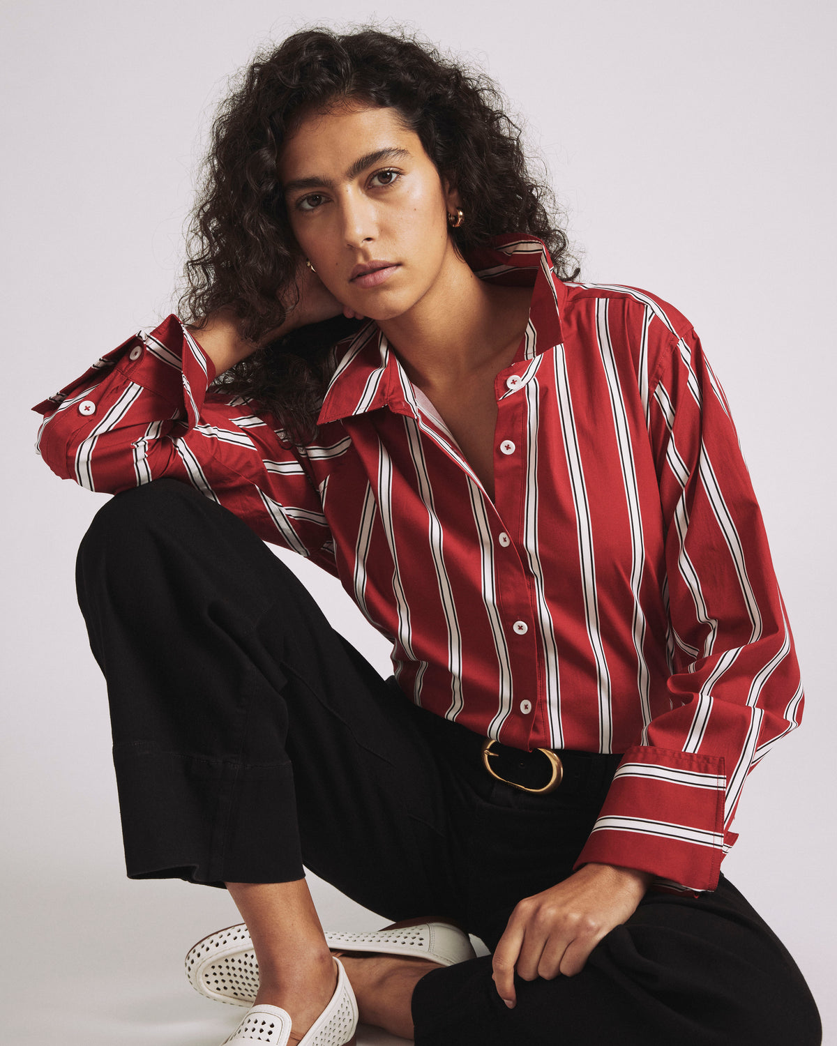 Henning x US Madison Shirt - Red/Black/White Stripe | Plus Size & Straight Size Women's Fashion | Universal Standard