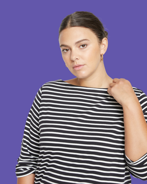 Belle Breton Stripe Jersey Tee - Black/White Stripe