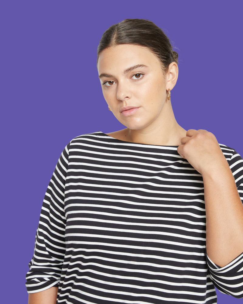 Belle Breton Stripe Jersey Tee - Black/White Stripe