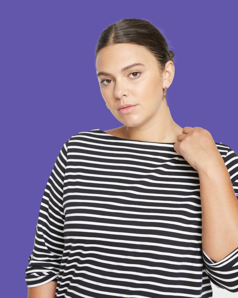 Belle Breton Stripe Jersey Tee - Black/White Stripe