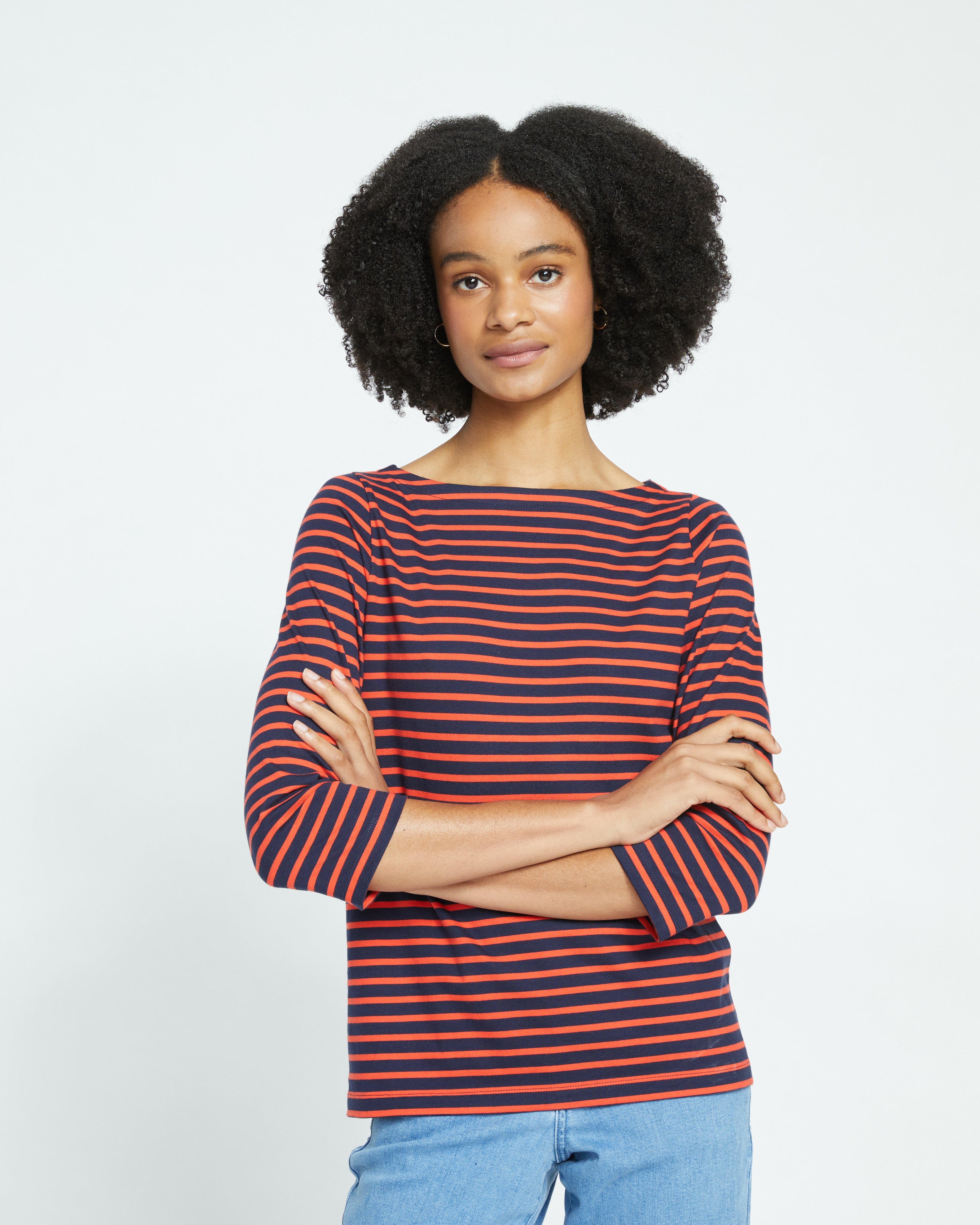 Belle Breton Stripe Jersey Tee - Navy/Red Stripe – Universal Standard