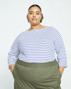 Belle Breton Stripe Jersey Tee - White/Classic Navy Stripe