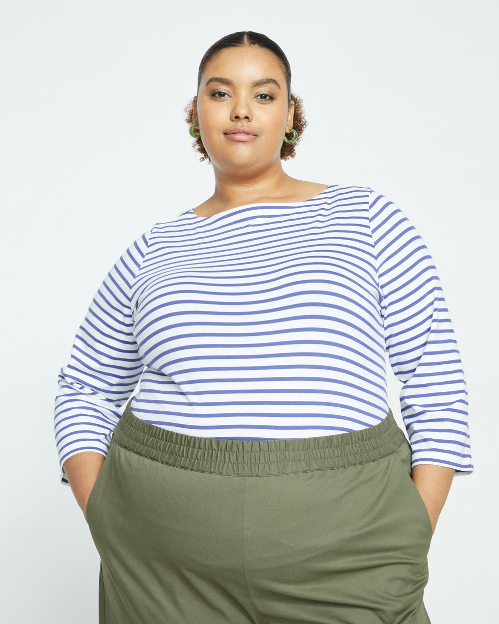 Belle Breton Stripe Jersey Tee - White/Classic Navy Stripe
